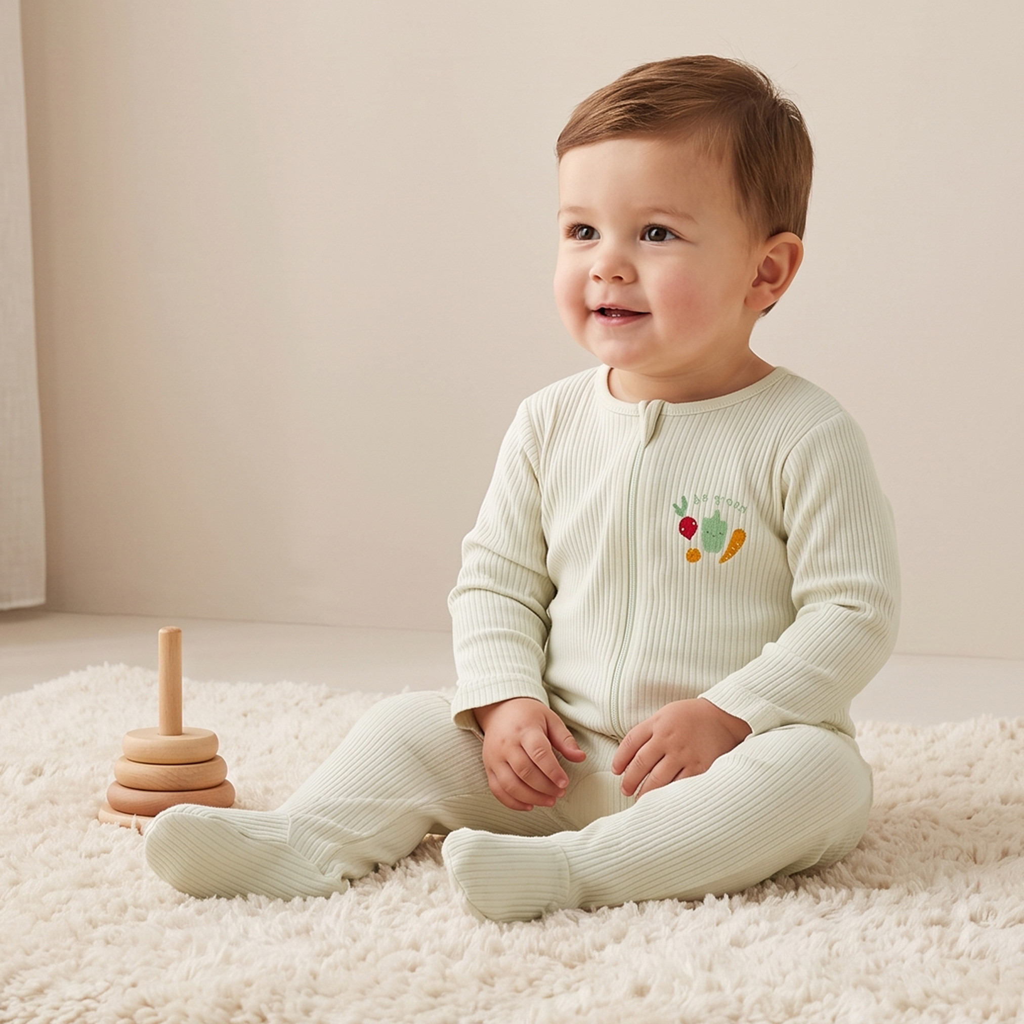 Pack of 5 Juniors Cotton Crew Neck Long Sleeves Sleepsuit with Vegetable Print-baby-boys-clothing-nightwear-sleepsuits-image-2