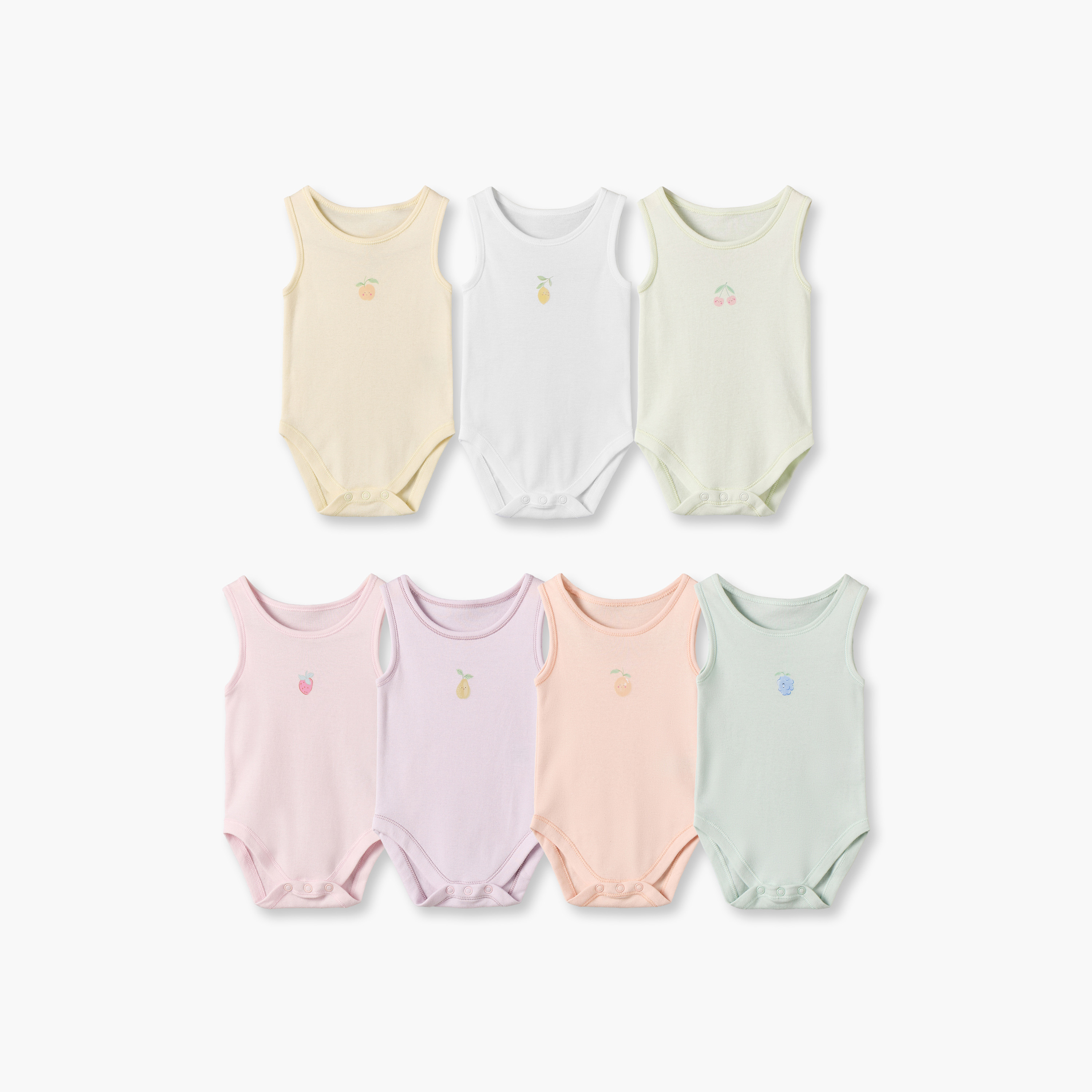 Pack of 7 Juniors Cotton Crew Neck Sleeveless Bodysuit with Snap Button Closure-baby-girls-clothing-bodysuits-image-1