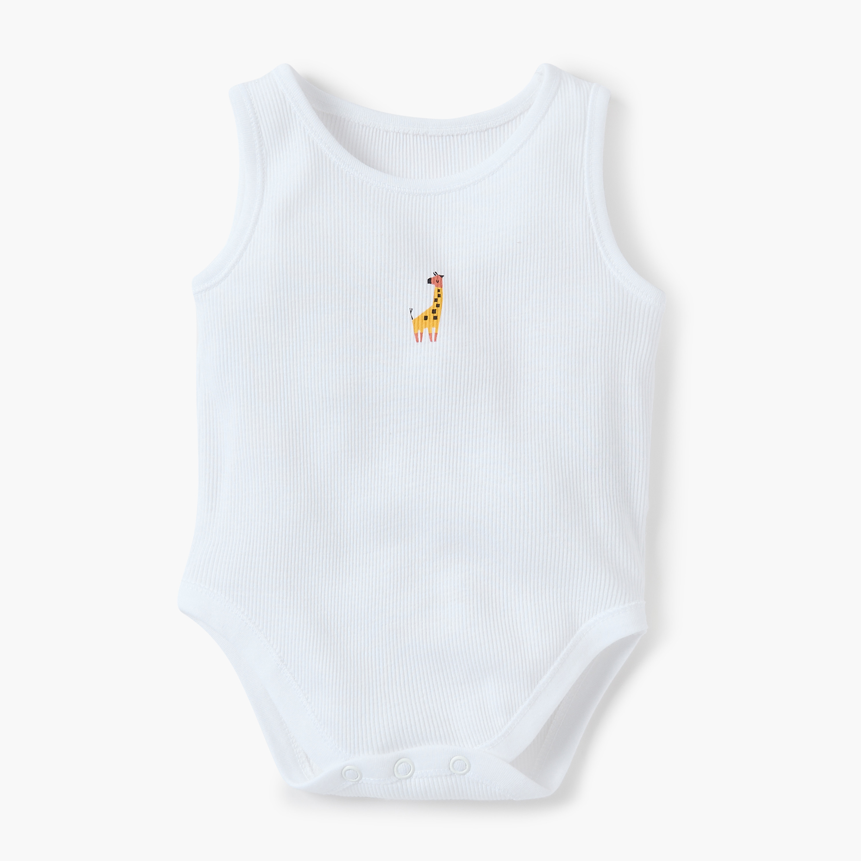 Juniors Animal Print Sleeveless Bodysuit with Button Closure - Set of 5-baby-girls-clothing-bodysuits-image-5
