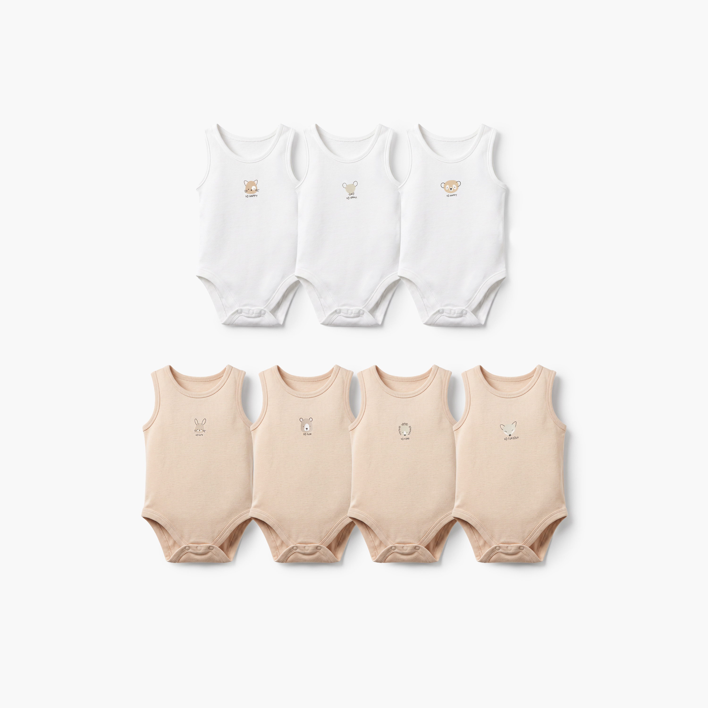 Pack of 7 Juniors Crew Neck Sleeveless Bodysuit with Snap Button Closure-baby-boys-clothing-bodysuits-image-1