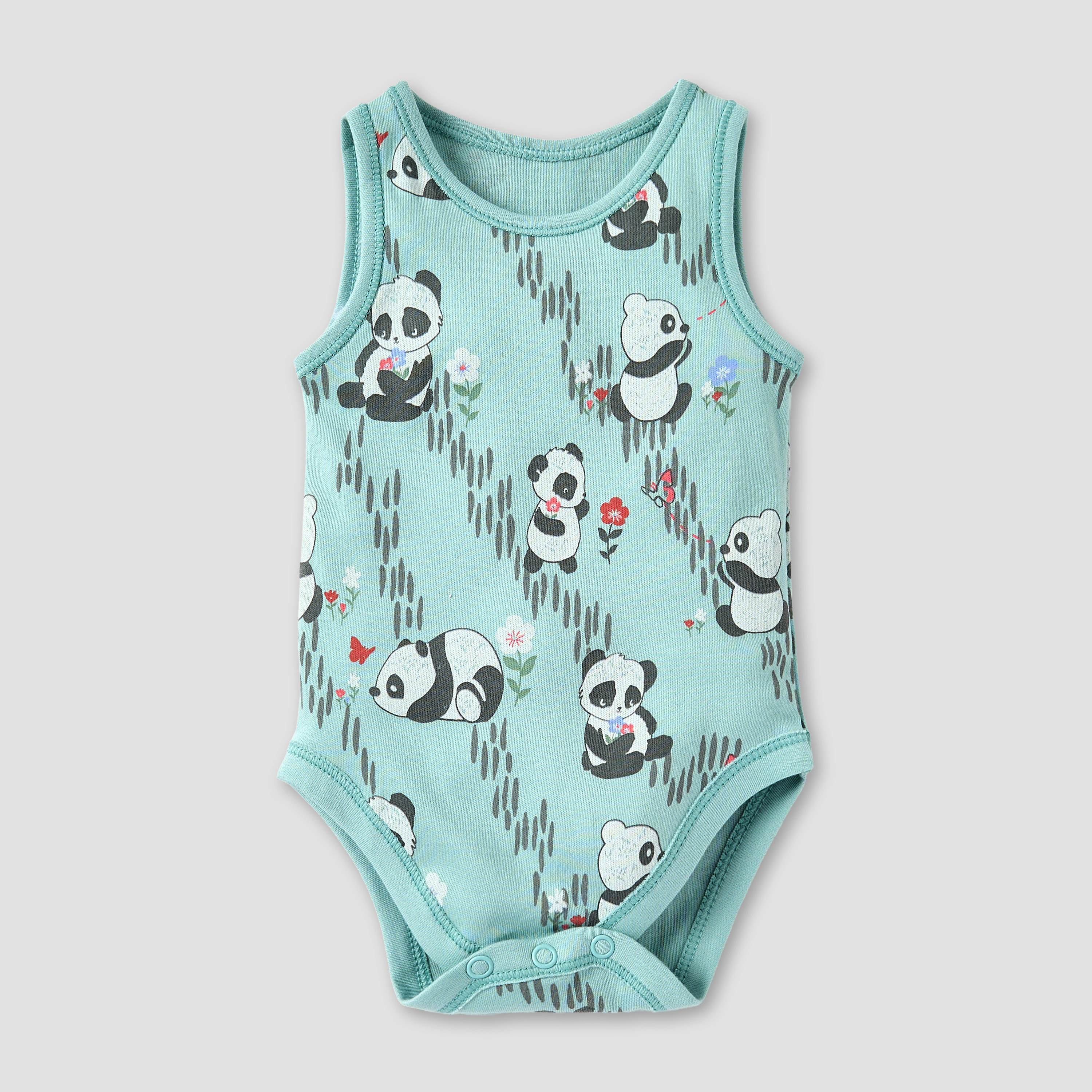 Juniors Printed Sleeveless Bodysuit with Button Closure - Set of 5-baby-girls-clothing-bodysuits-image-3