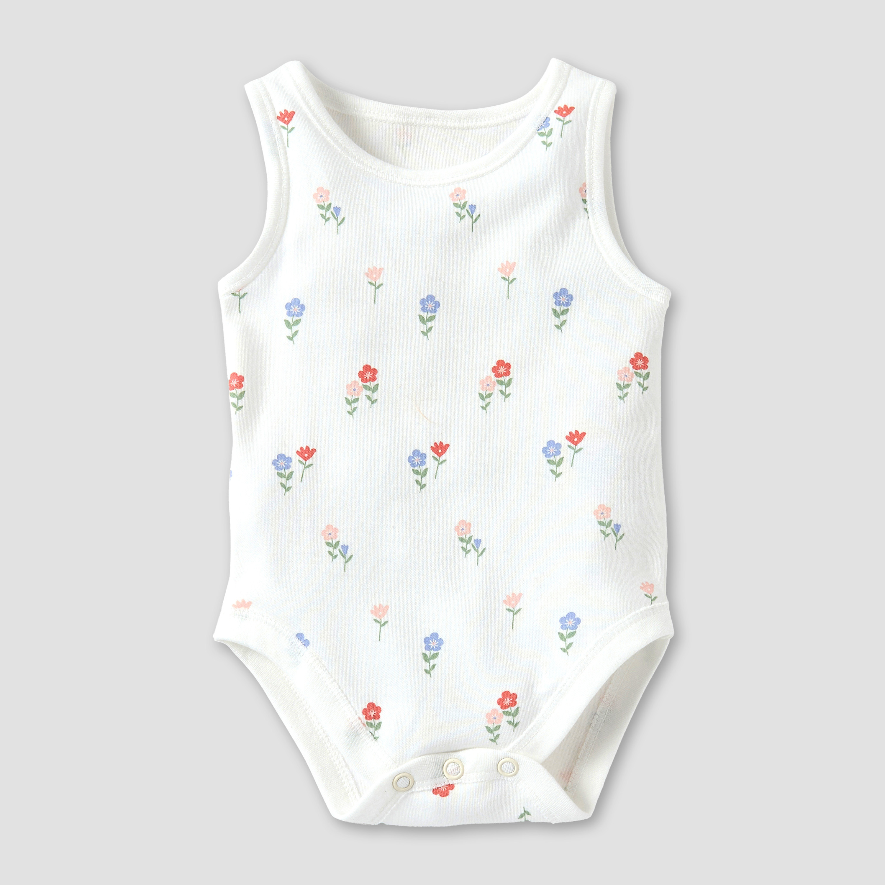 Juniors Printed Sleeveless Bodysuit with Button Closure - Set of 5-baby-girls-clothing-bodysuits-image-6