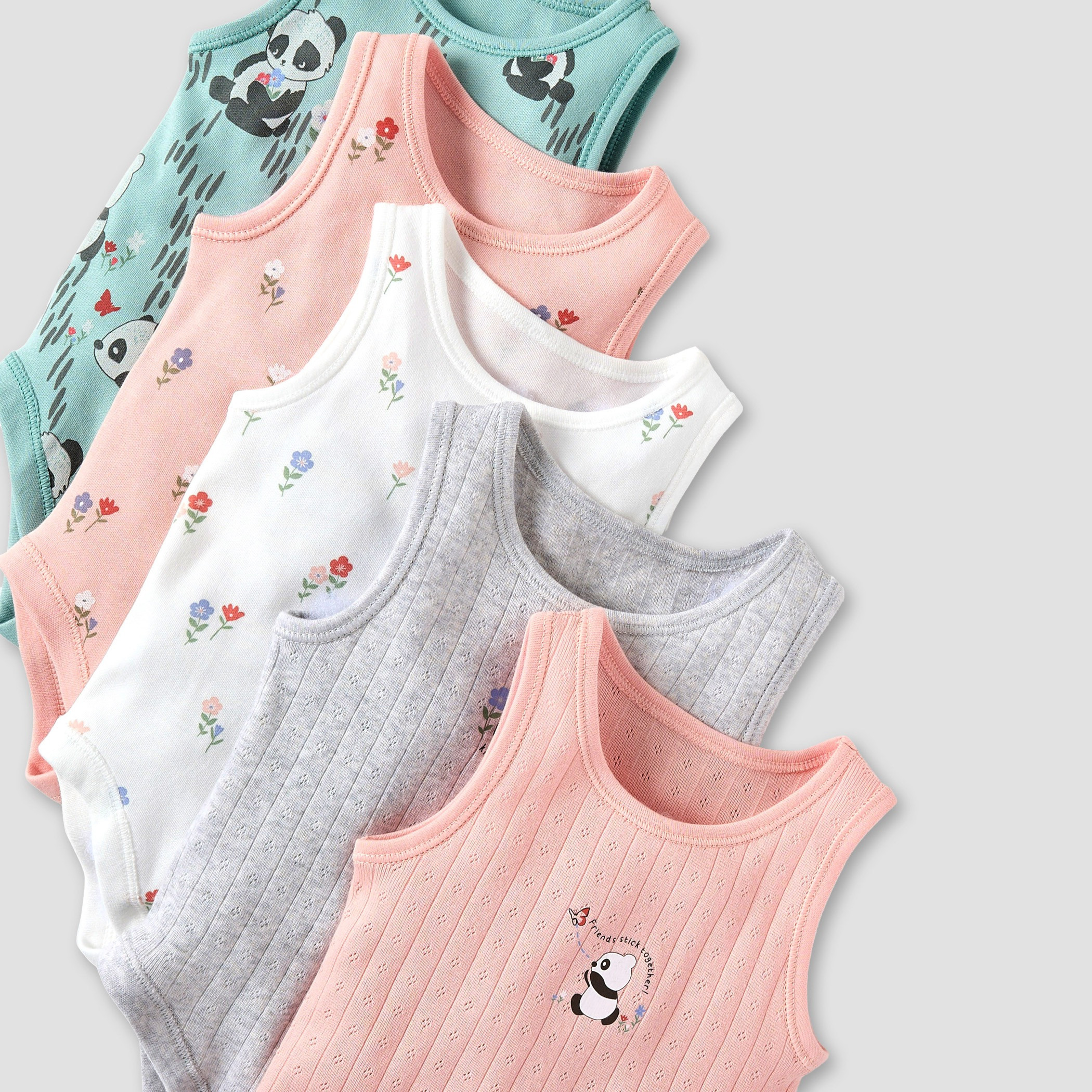 Juniors Printed Sleeveless Bodysuit with Button Closure - Set of 5-baby-girls-clothing-bodysuits-image-7