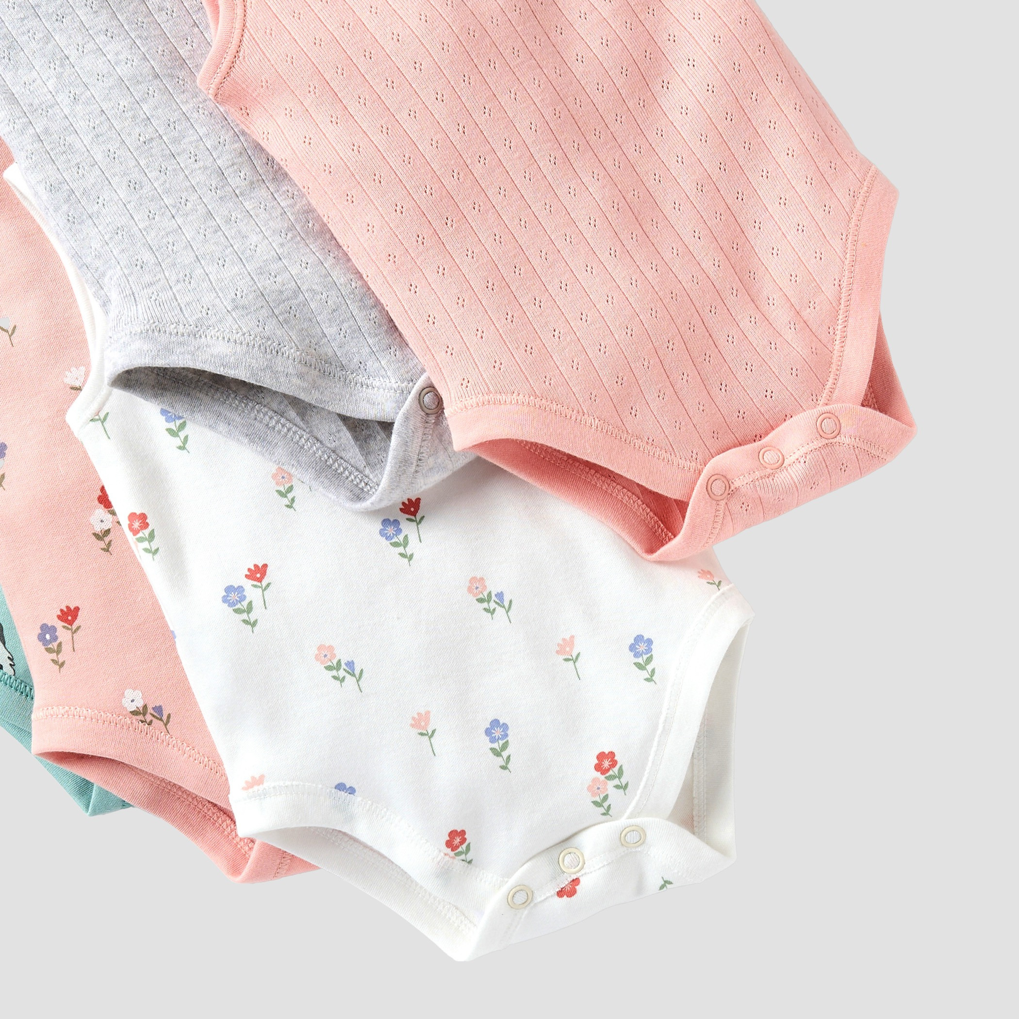 Juniors Printed Sleeveless Bodysuit with Button Closure - Set of 5-baby-girls-clothing-bodysuits-image-8