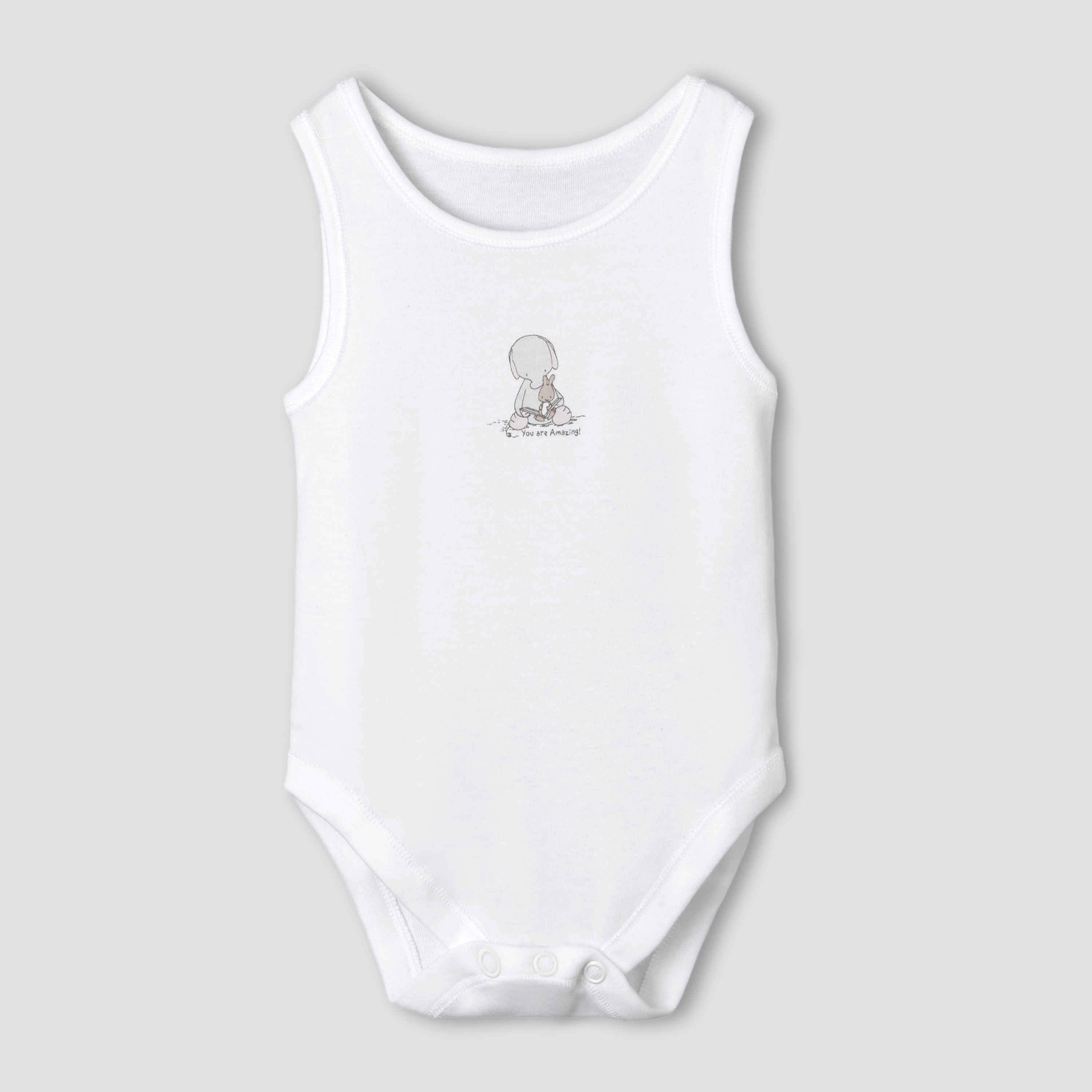 Set of 7 Juniors Round Neck Sleeveless Bodysuit with Elephant Print-baby-boys-clothing-bodysuits-image-6
