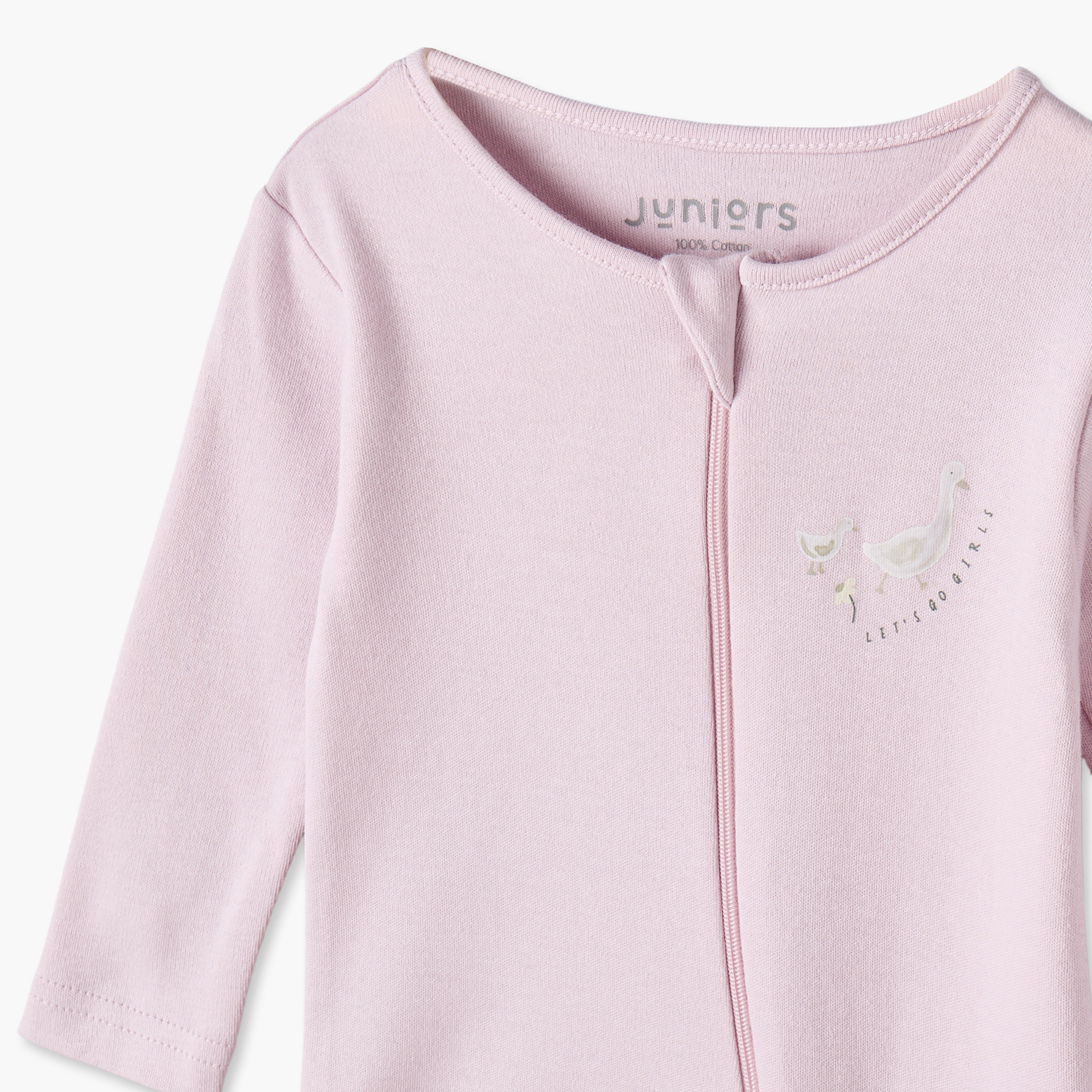 طقم بدلات نوم قطنية بأكمام طويلة وياقة ضيقة وإغلاق بسحّاب من جونيورز - 7 قطع-baby-girls-clothing-nightwear-sleepsuits-image-10
