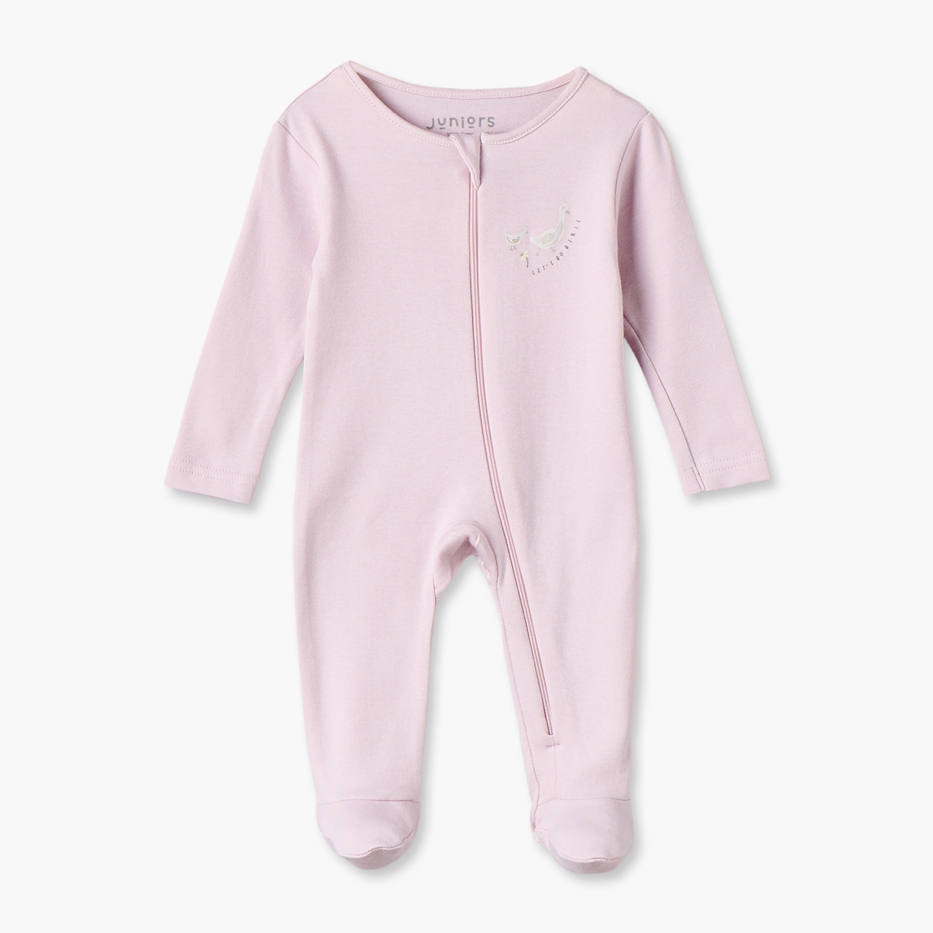 طقم بدلات نوم قطنية بأكمام طويلة وياقة ضيقة وإغلاق بسحّاب من جونيورز - 7 قطع-baby-girls-clothing-nightwear-sleepsuits-image-2