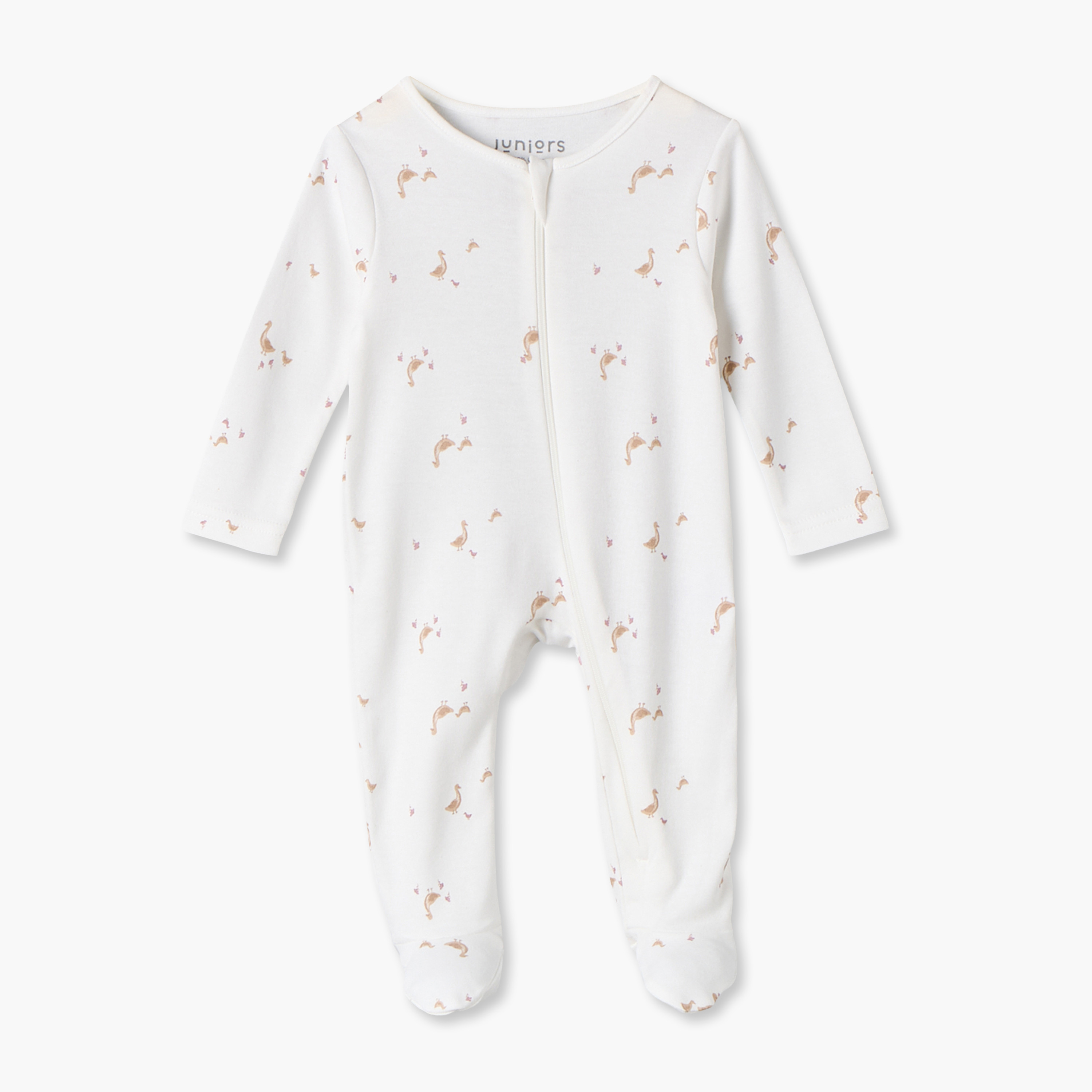 طقم بدلات نوم قطنية بأكمام طويلة وياقة ضيقة وإغلاق بسحّاب من جونيورز - 7 قطع-baby-girls-clothing-nightwear-sleepsuits-image-5