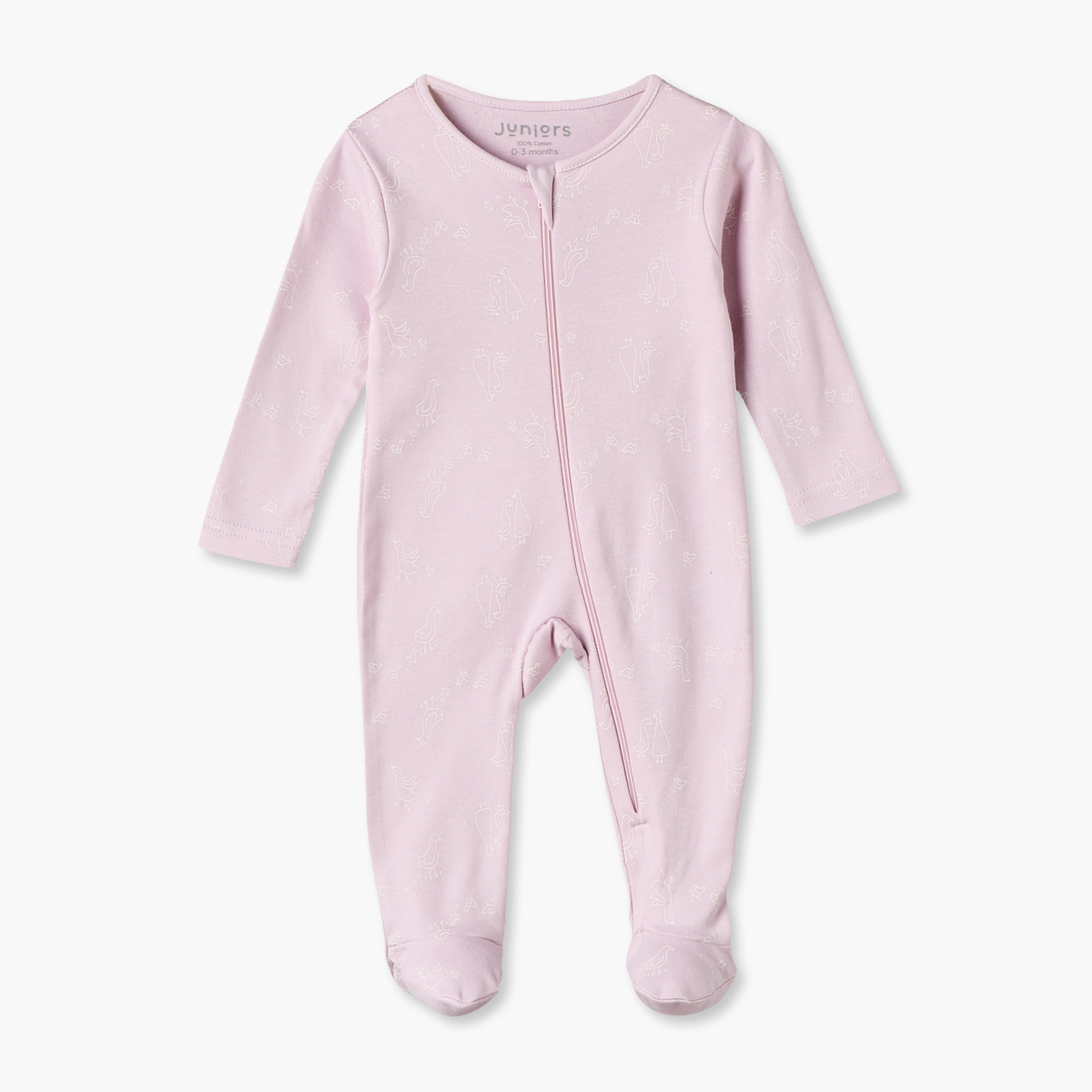 طقم بدلات نوم قطنية بأكمام طويلة وياقة ضيقة وإغلاق بسحّاب من جونيورز - 7 قطع-baby-girls-clothing-nightwear-sleepsuits-image-6