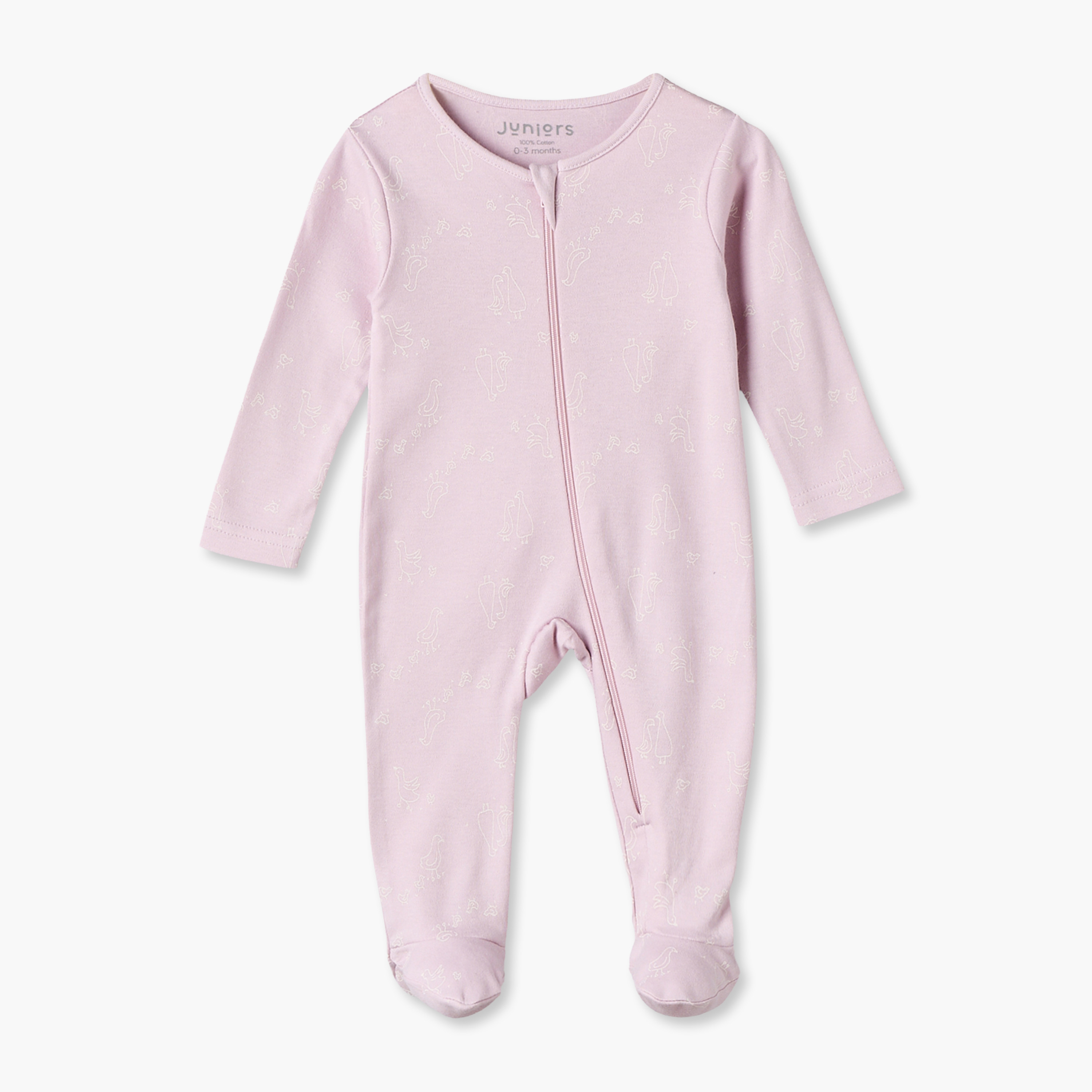 طقم بدلات نوم قطنية بأكمام طويلة وياقة ضيقة وإغلاق بسحّاب من جونيورز - 7 قطع-baby-girls-clothing-nightwear-sleepsuits-image-8