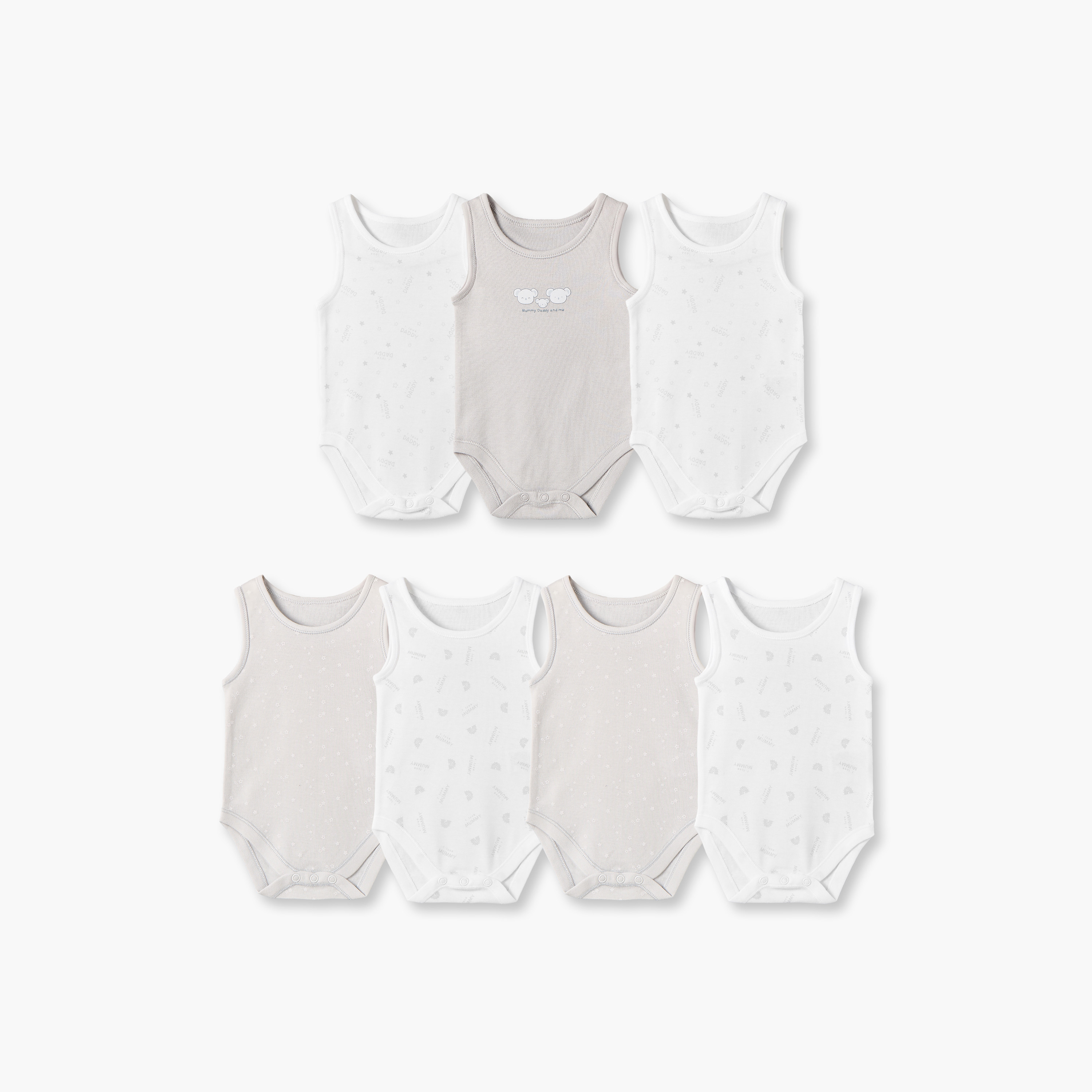 Pack of 7 Juniors Crew Neck Sleeveless Bodysuit with Snap Button Closure-baby-boys-clothing-bodysuits-image-1
