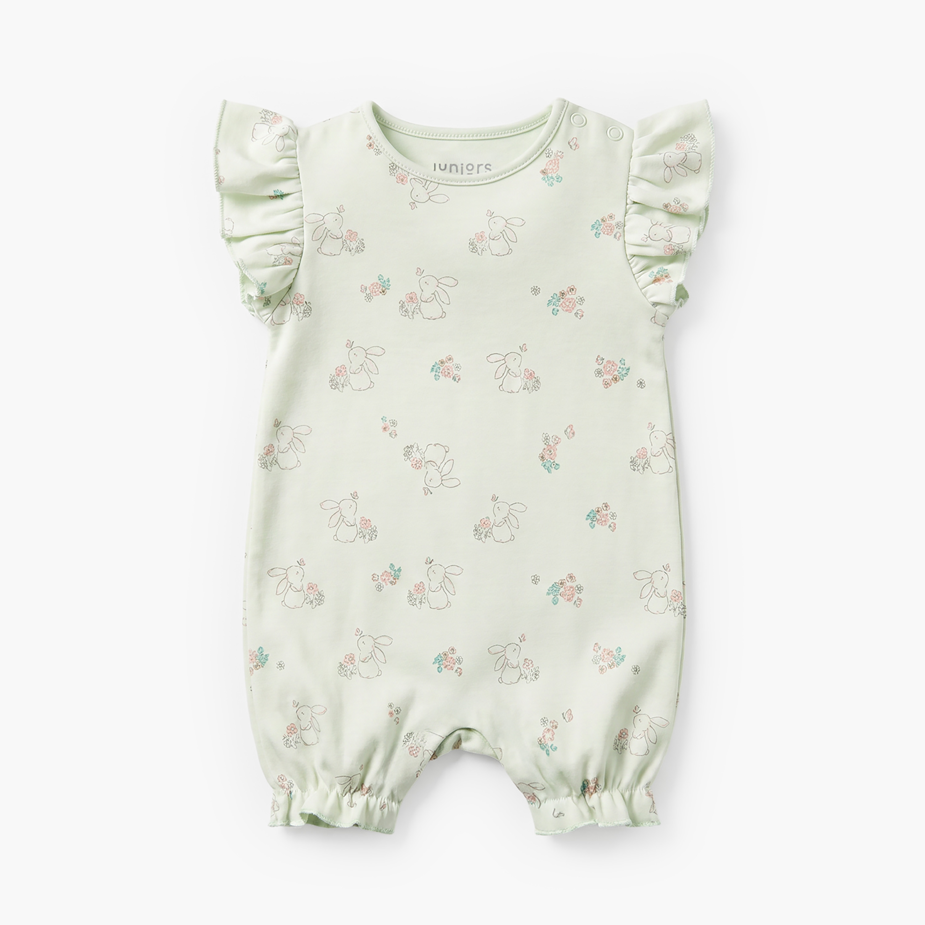 Pack of 4 Juniors Round Neck Short Sleeves Romper with Print-baby-girls-clothing-rompers-image-5