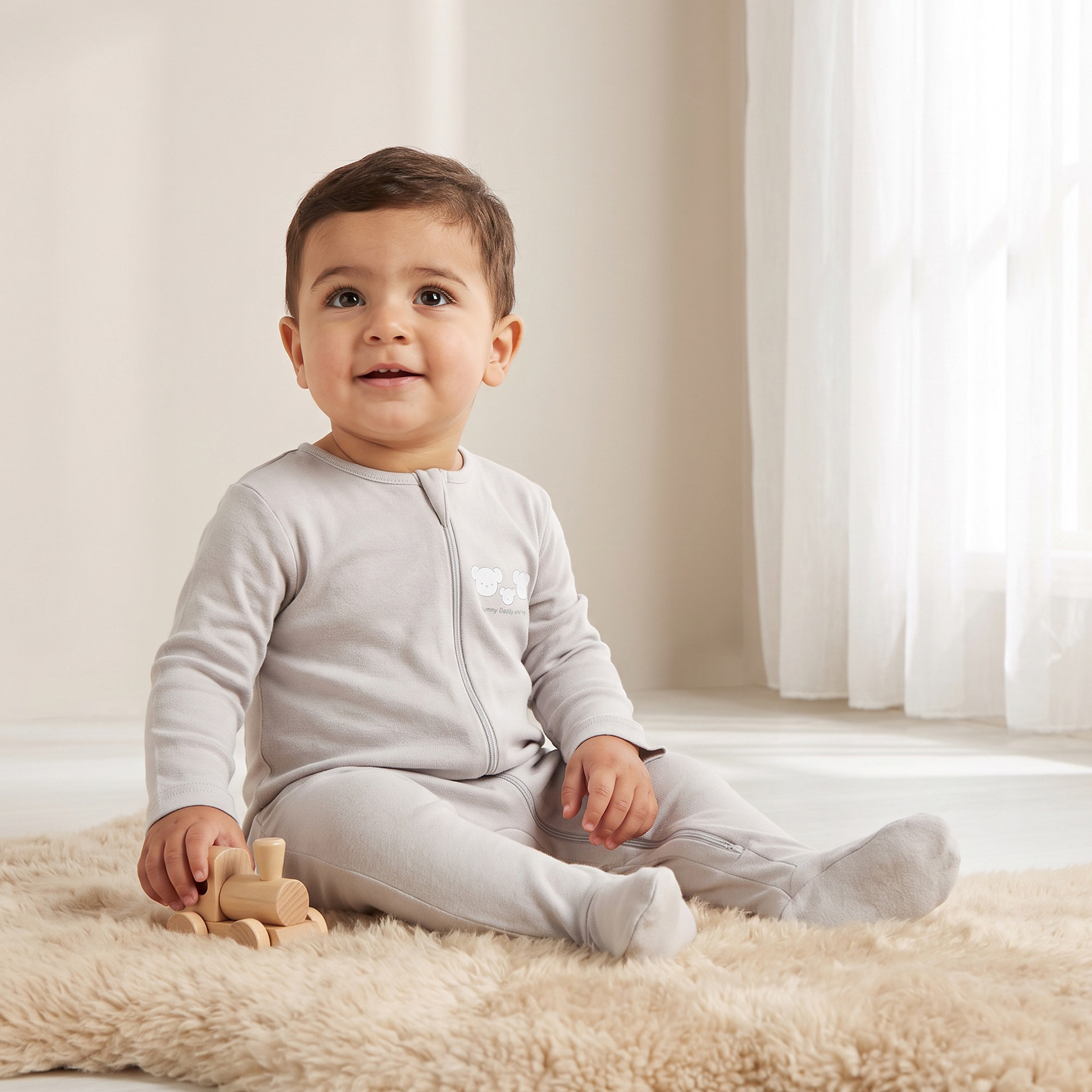 Pack of 7 Juniors Cotton Crew Neck Long Sleeves Sleepsuit with Zip Closure-baby-boys-clothing-nightwear-sleepsuits-image-2