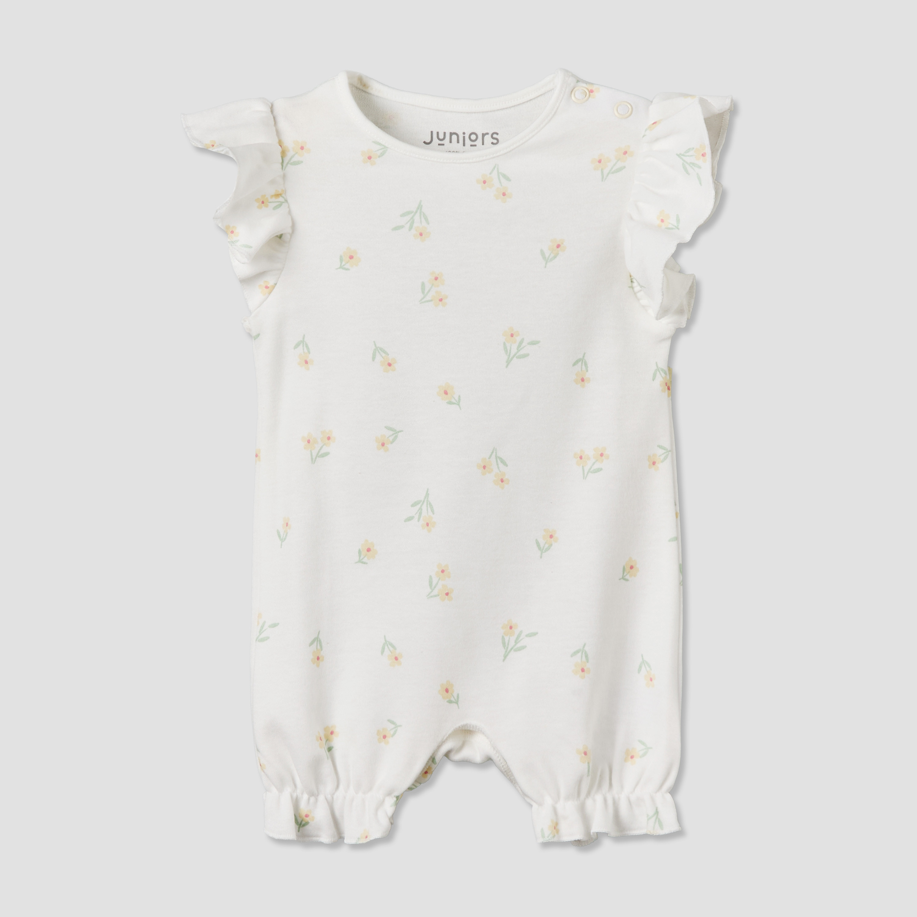 Pack of 4 Juniors Round Neck Short Sleeves Romper with Assorted Prints-baby-girls-clothing-rompers-image-6