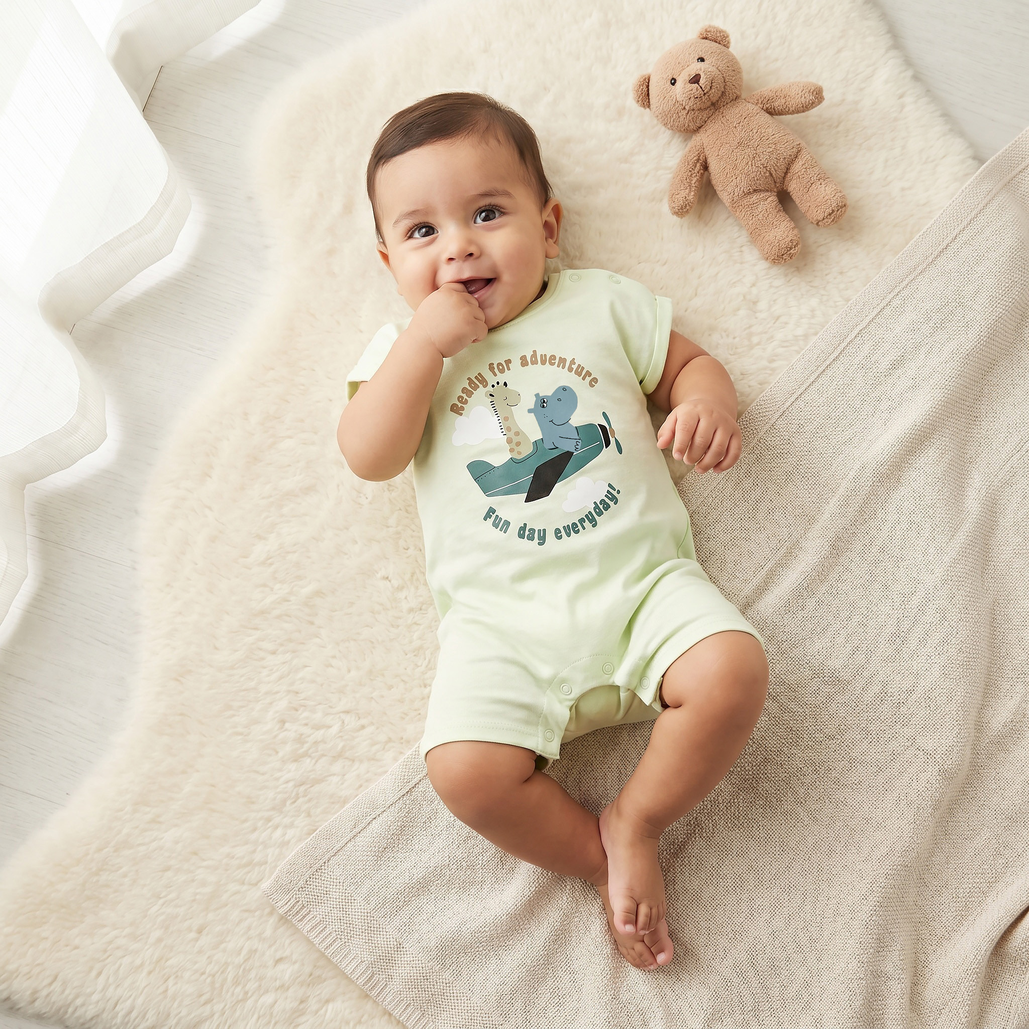 Pack of 4 Juniors Round Neck Short Sleeves Romper with Snap Button Closure-baby-boys-clothing-rompers-image-2