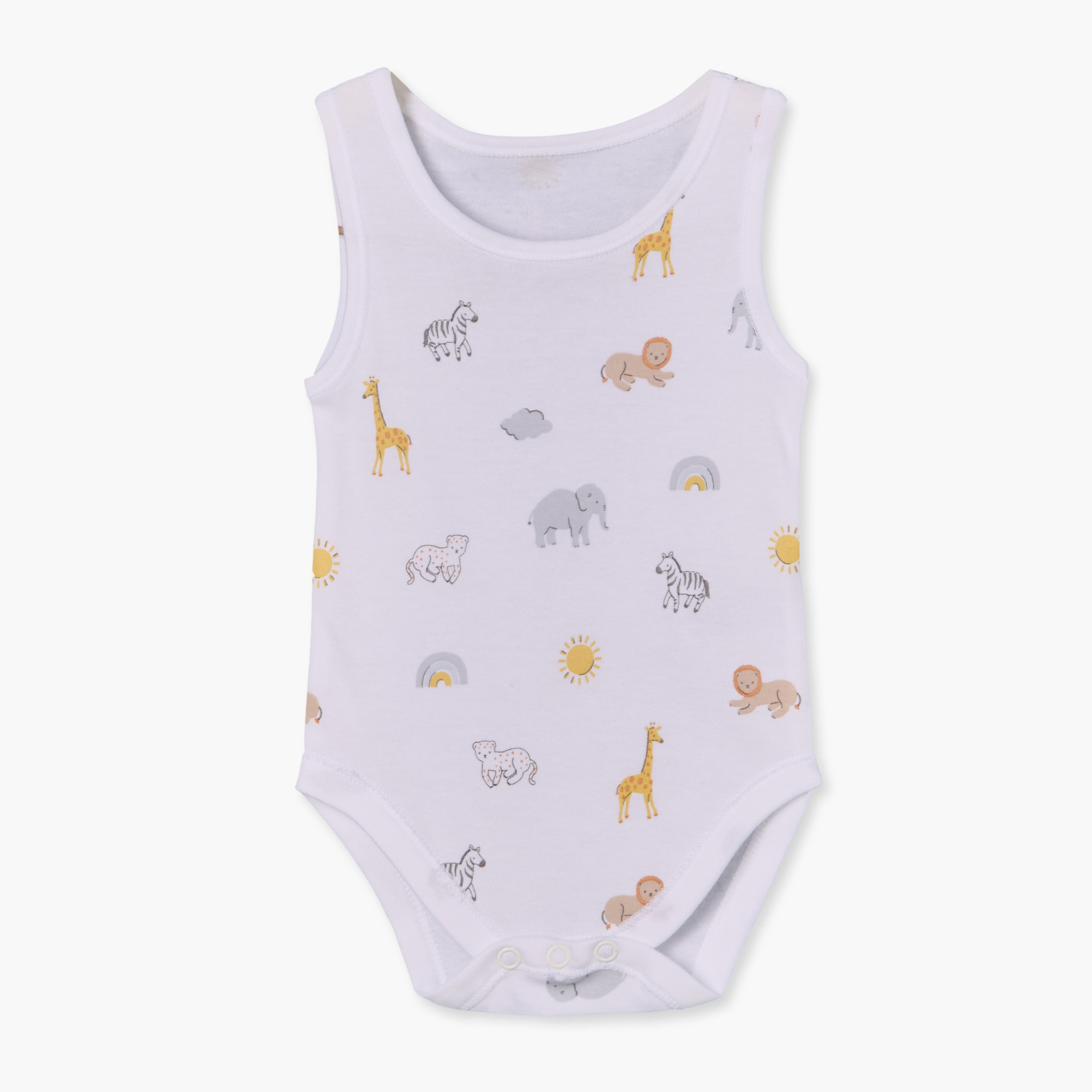 Pack of 5 Juniors Cotton Crew Neck Sleeveless Bodysuit with Snap Button Closure-baby-boys-clothing-bodysuits-image-5