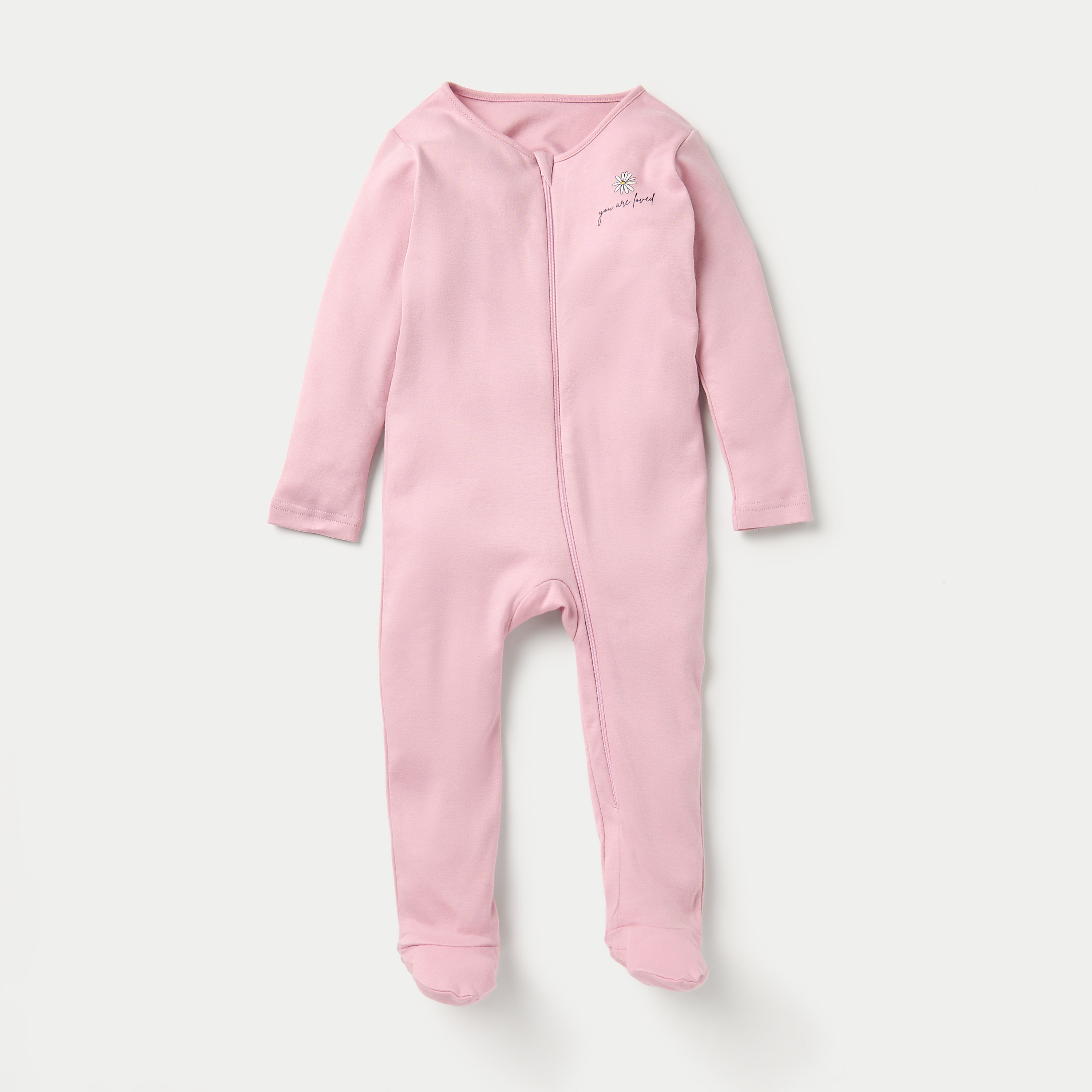 Juniors Floral Print Closed Feet Sleepsuit with Zip Closure - Set of 3-baby-girls-clothing-nightwear-sleepsuits-image-3