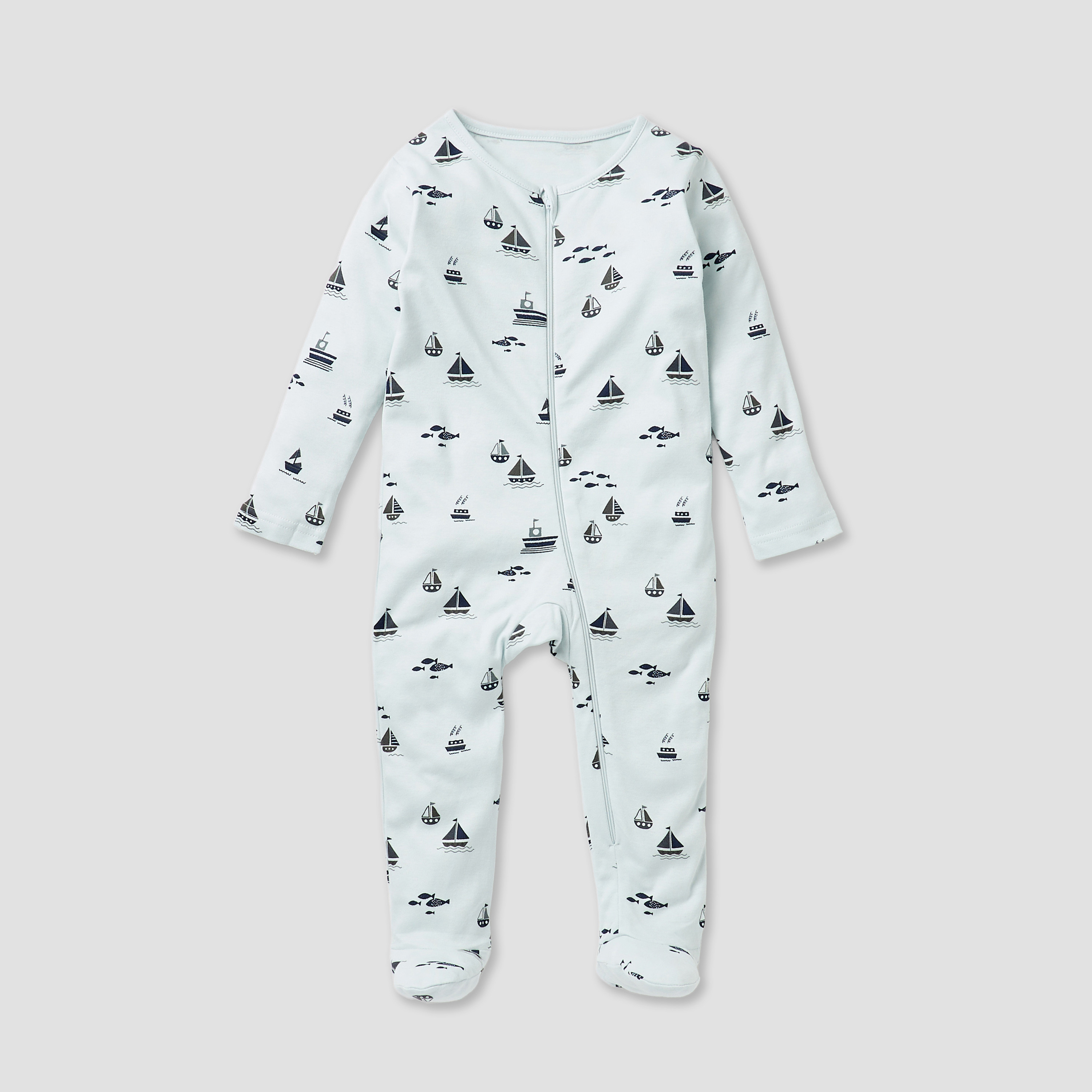 Juniors Printed Closed Feet Sleepsuit with Zip Closure - Set of 3-baby-boys-clothing-nightwear-sleepsuits-image-2
