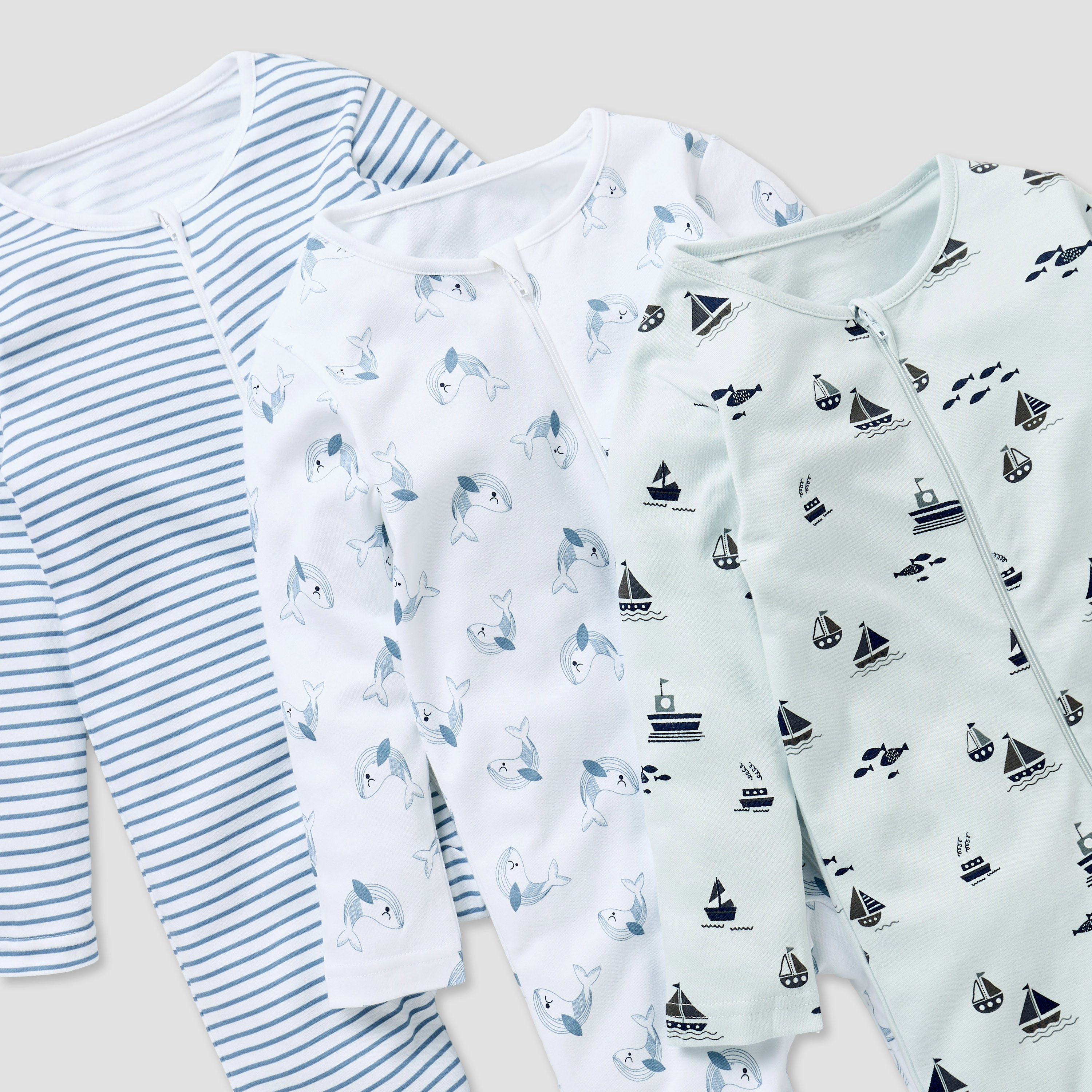 Juniors Printed Closed Feet Sleepsuit with Zip Closure - Set of 3-baby-boys-clothing-nightwear-sleepsuits-image-5