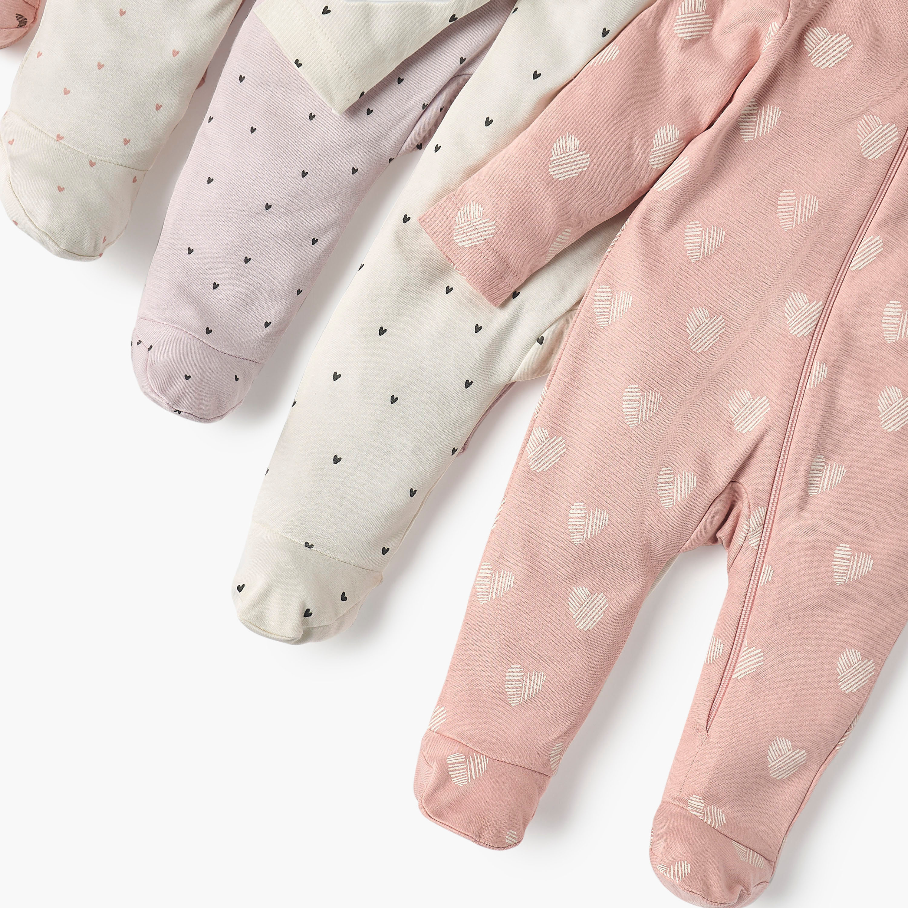 بدلات نوم بطبعات وأكمام طويلة وسحاب إغلاق من جونيورز - طقم 5 قطع-baby-girls-clothing-nightwear-sleepsuits-image-4