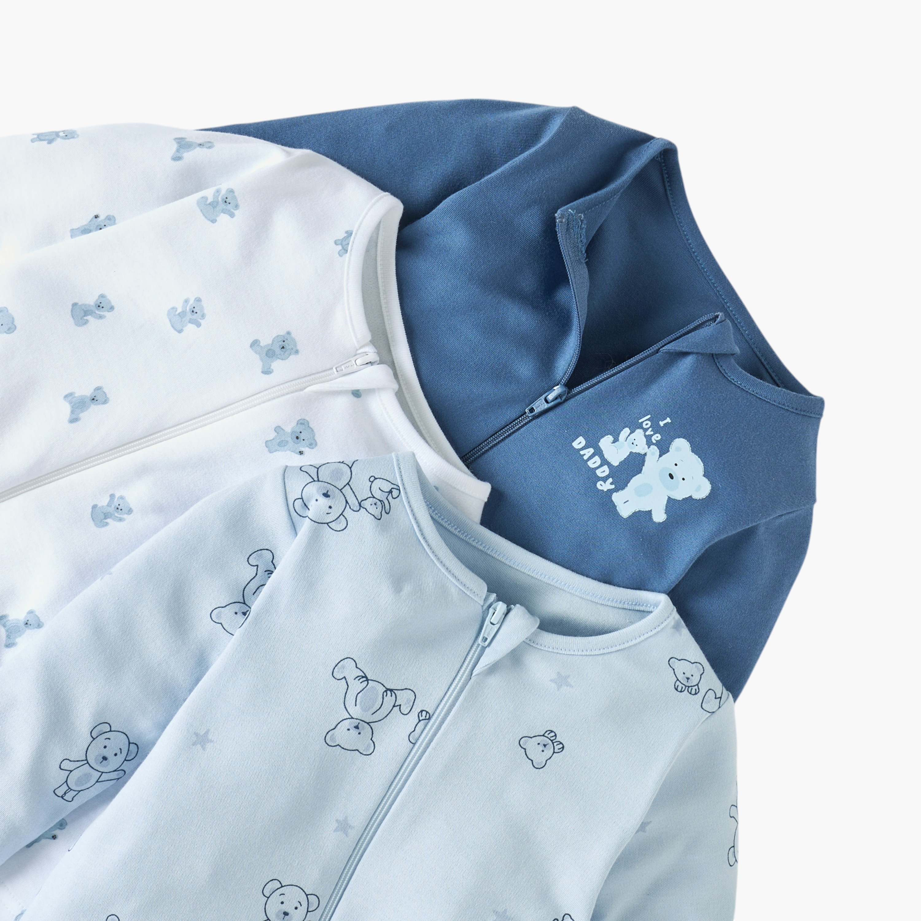 Juniors Bear Print Sleepsuit with Zip Closure - Set of 3-baby-boys-clothing-nightwear-sleepsuits-image-5