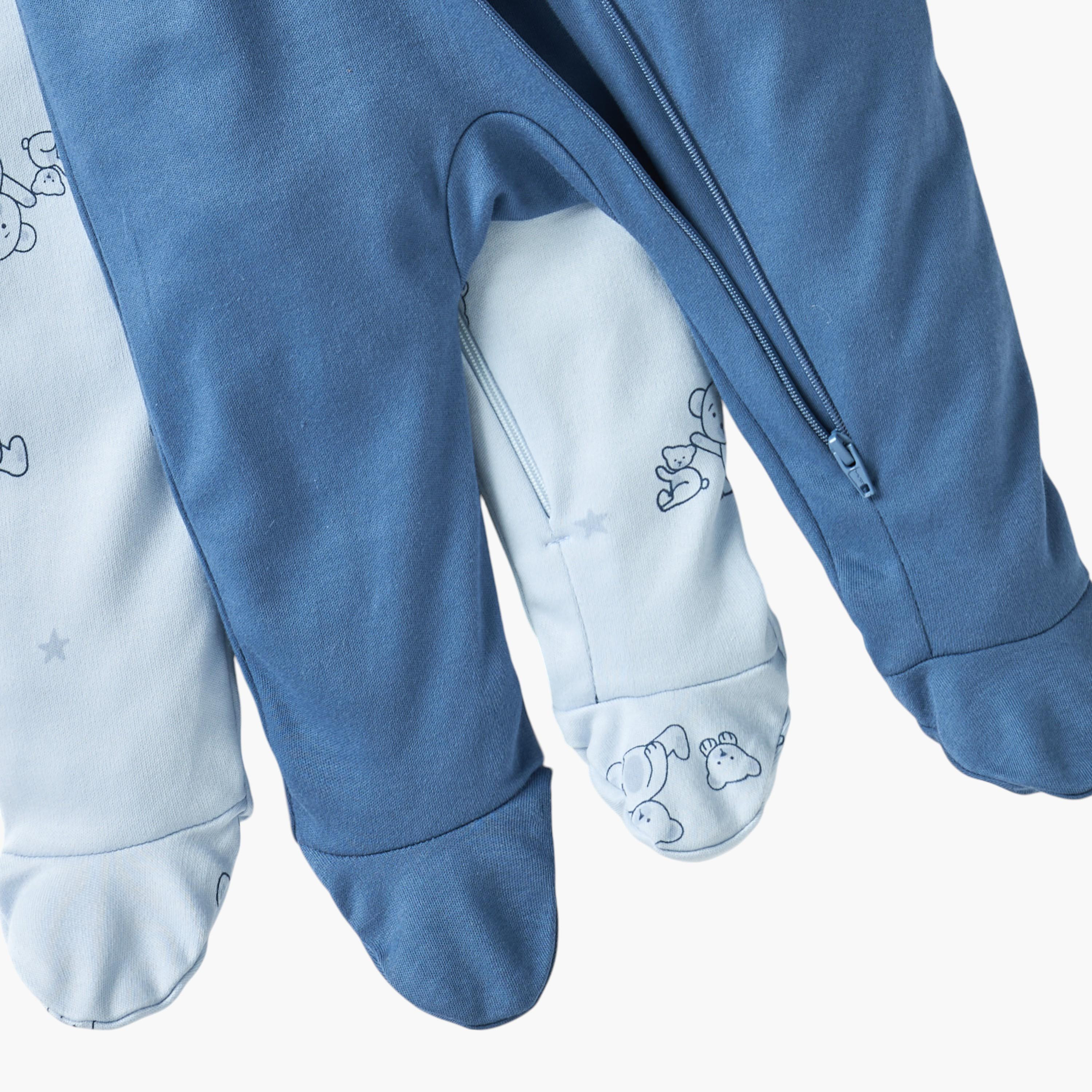 Juniors Bear Print Sleepsuit with Zip Closure - Set of 3-baby-boys-clothing-nightwear-sleepsuits-image-6