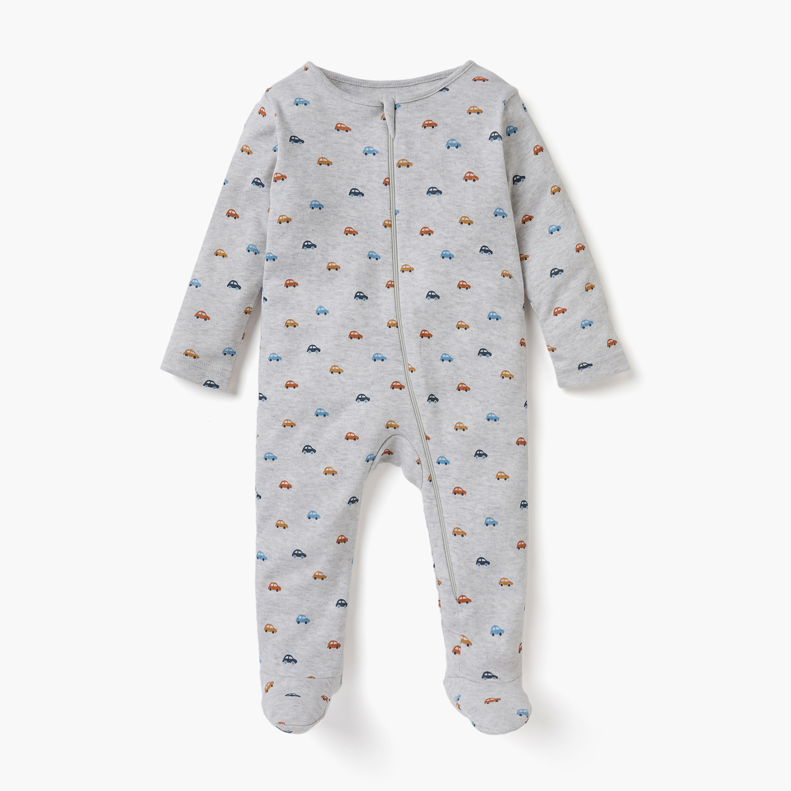 Juniors Printed Sleepsuit with Long Sleeves and Zip Closure - Set of 3-baby-boys-clothing-nightwear-sleepsuits-image-3