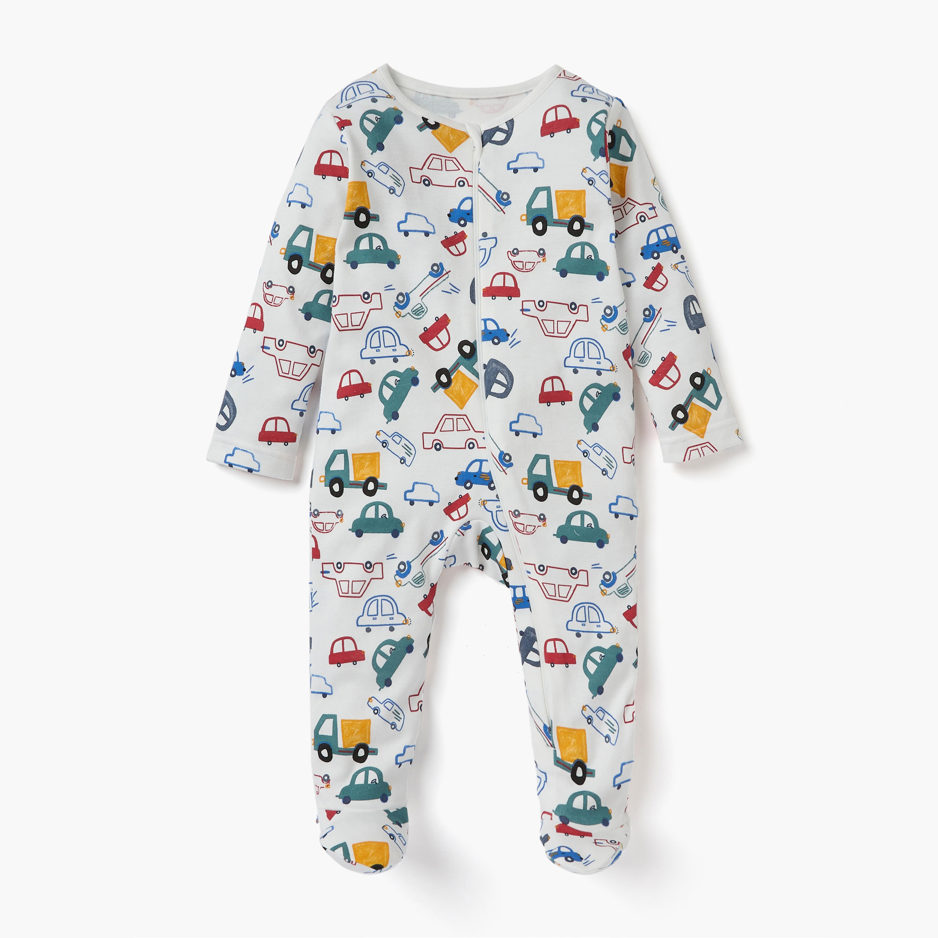 Juniors Printed Sleepsuit with Long Sleeves and Zip Closure - Set of 3-baby-boys-clothing-nightwear-sleepsuits-image-4