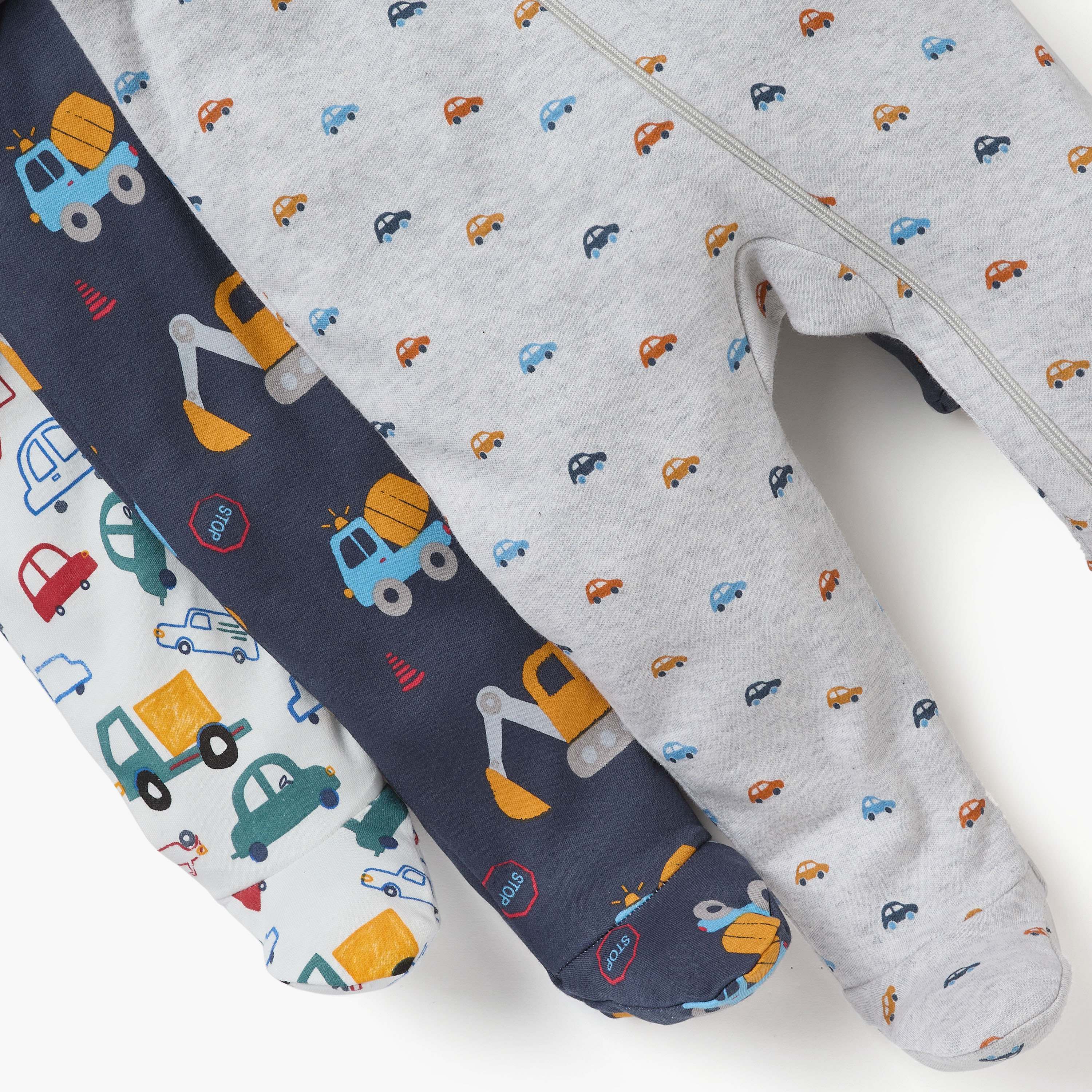 Juniors Printed Sleepsuit with Long Sleeves and Zip Closure - Set of 3-baby-boys-clothing-nightwear-sleepsuits-image-6