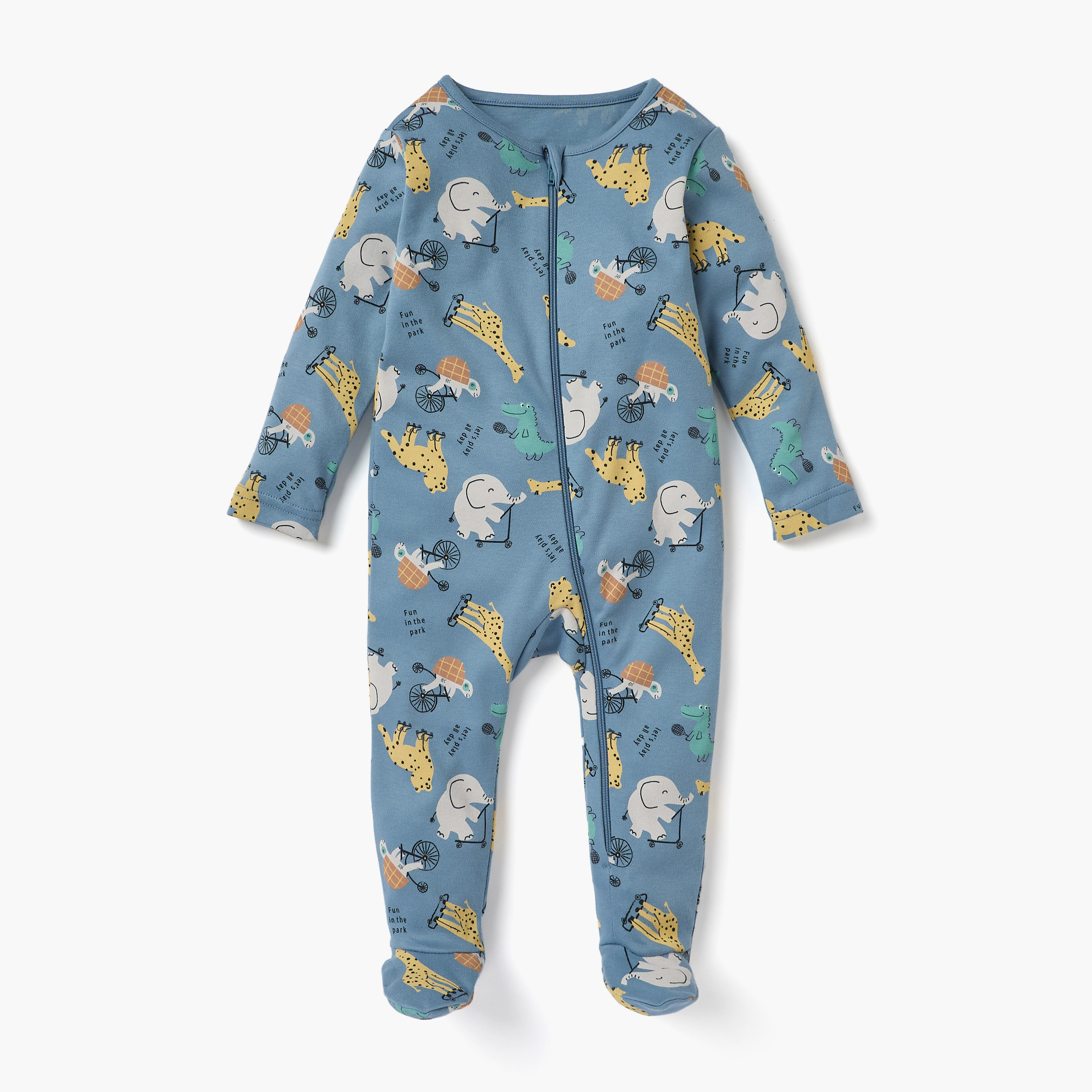 بدلات نوم بطبعات وأكمام طويلة وسحاب إغلاق من جونيورز - طقم 3 قطع-baby-boys-clothing-nightwear-sleepsuits-image-2