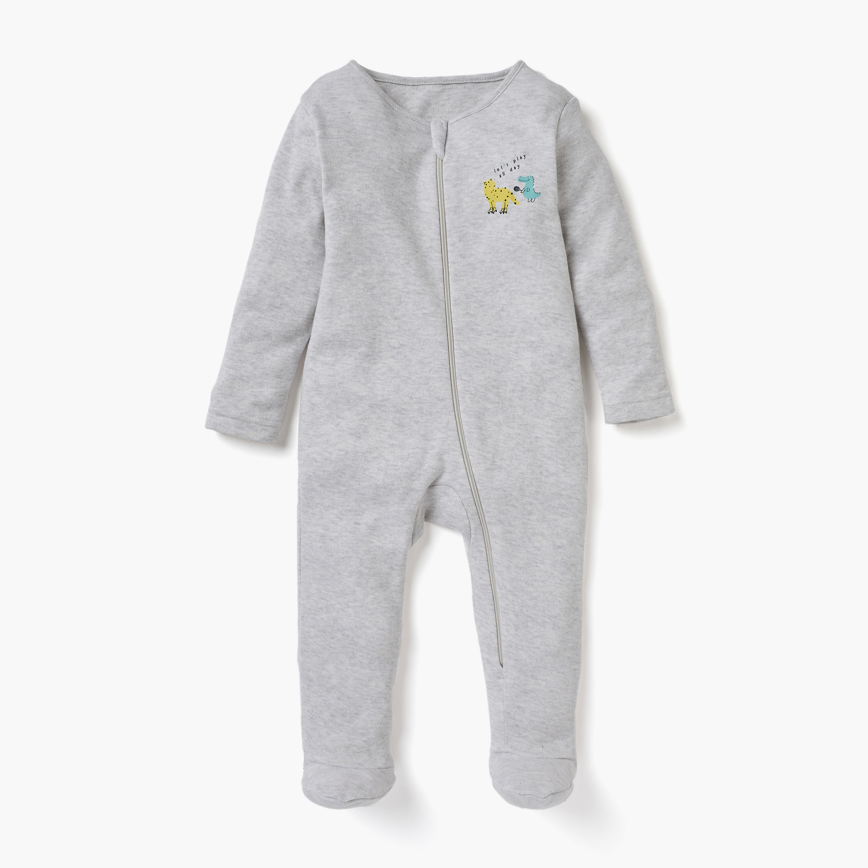 بدلات نوم بطبعات وأكمام طويلة وسحاب إغلاق من جونيورز - طقم 3 قطع-baby-boys-clothing-nightwear-sleepsuits-image-3