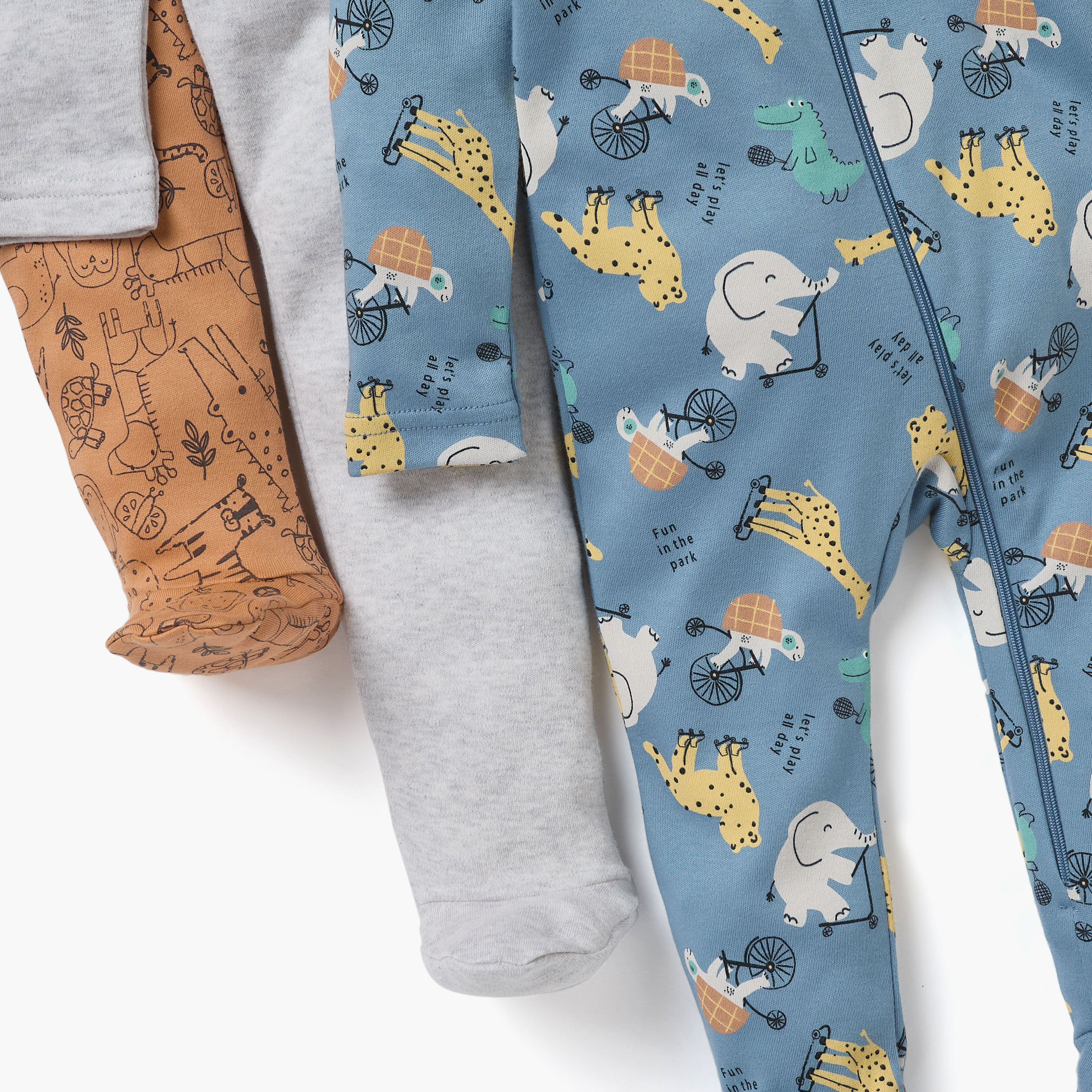 بدلات نوم بطبعات وأكمام طويلة وسحاب إغلاق من جونيورز - طقم 3 قطع-baby-boys-clothing-nightwear-sleepsuits-image-6