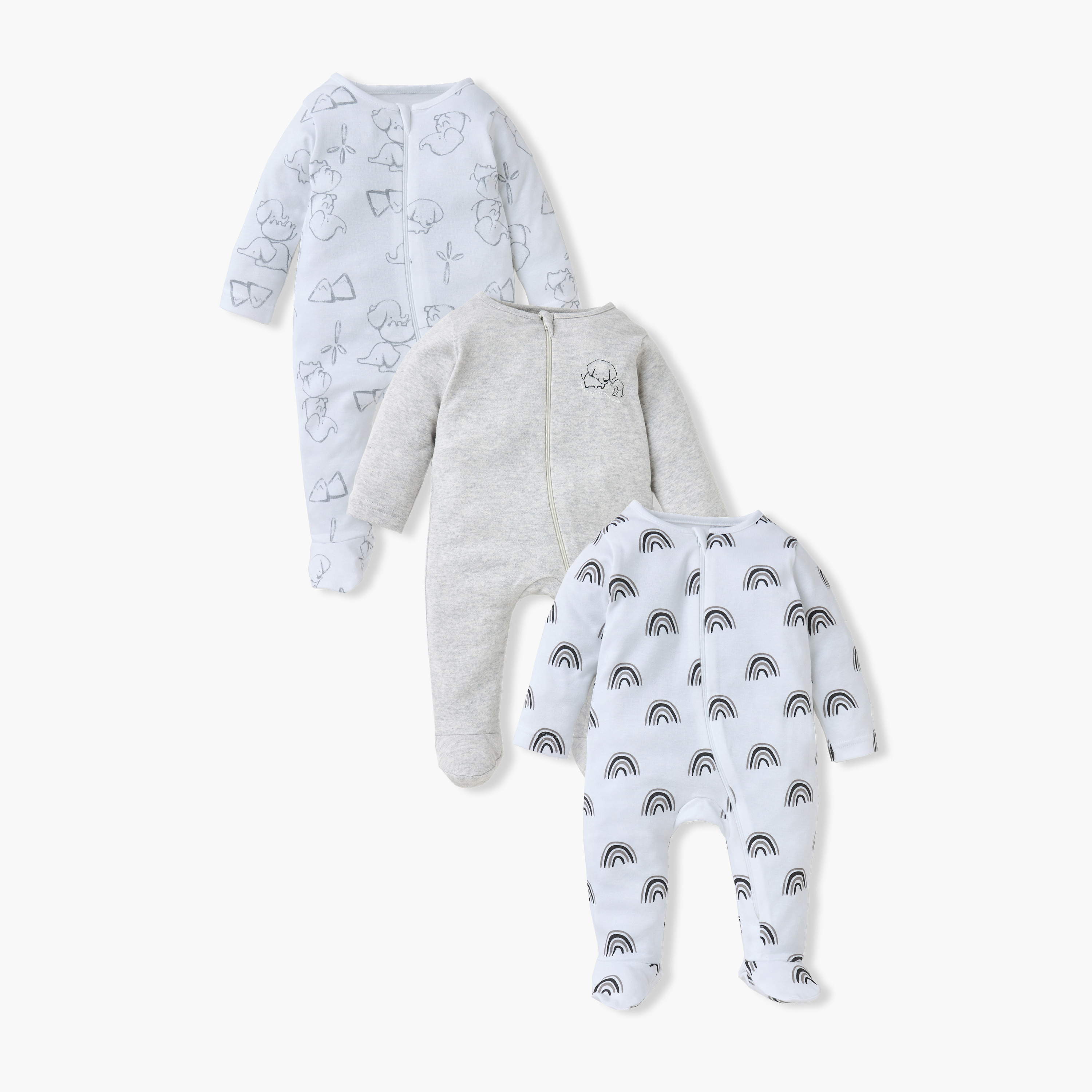 بدلة نوم بأكمام طويلة وسحاب إغلاق وطبعات من جونيورز - طقم من 3-baby-boys-clothing-nightwear-sleepsuits-image-1