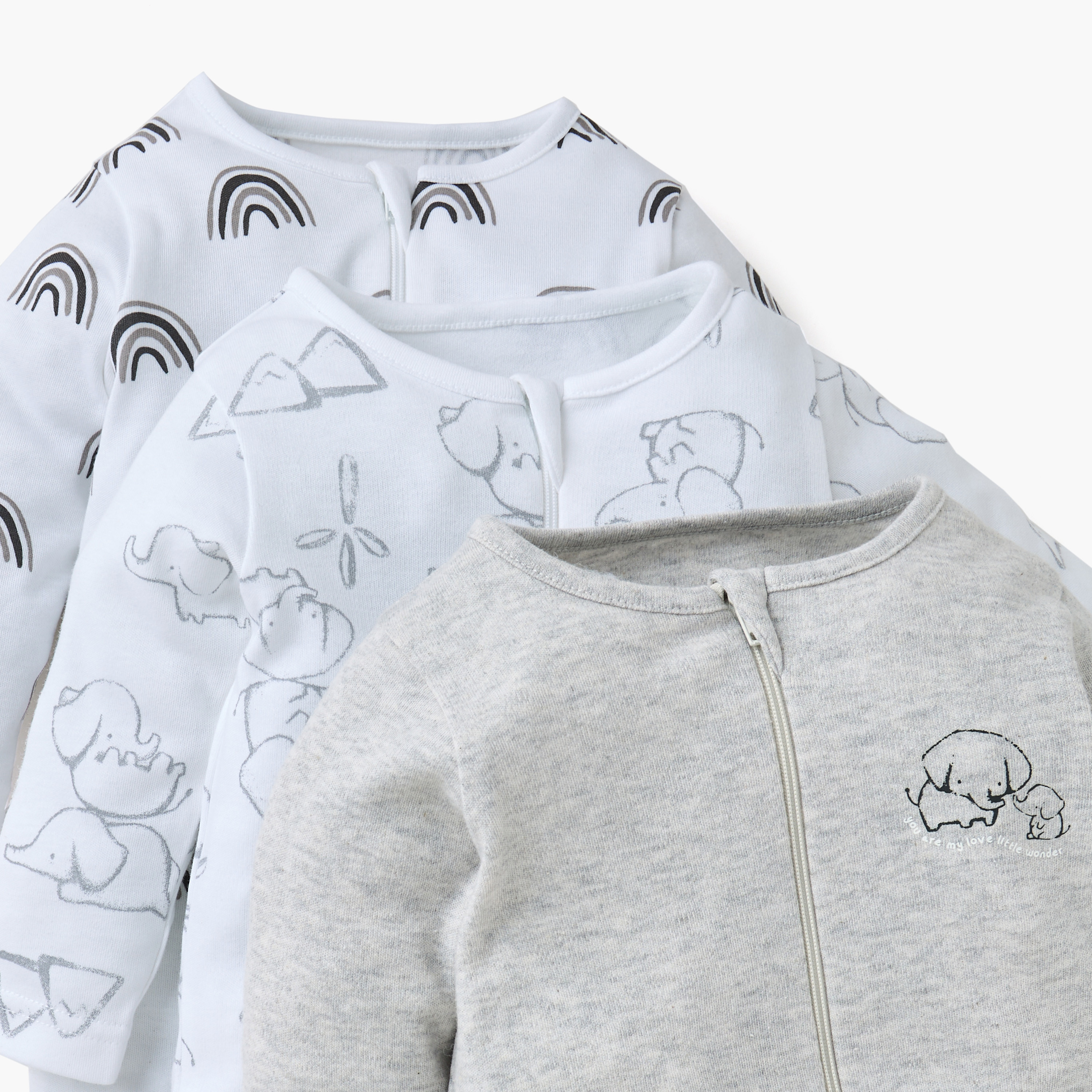 بدلة نوم بأكمام طويلة وسحاب إغلاق وطبعات من جونيورز - طقم من 3-baby-boys-clothing-nightwear-sleepsuits-image-4