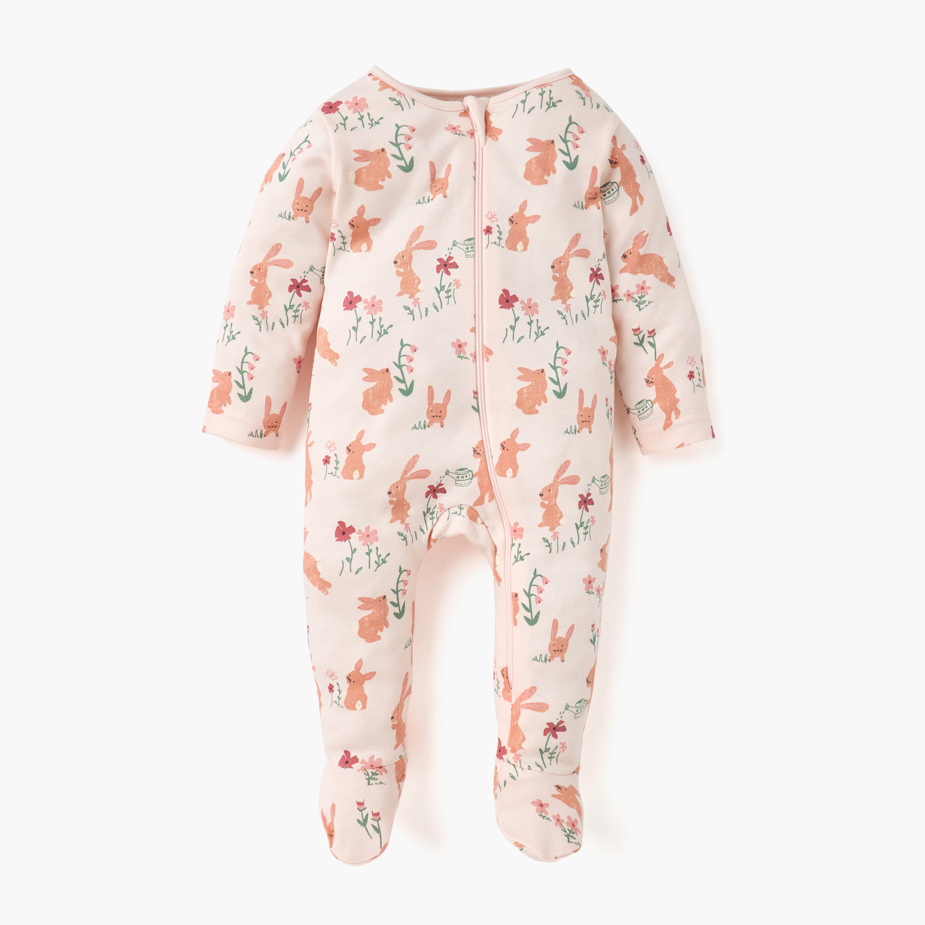 Juniors Printed Closed Feet Sleepsuit with Long Sleeves - Set of 3-baby-girls-clothing-nightwear-sleepsuits-image-3