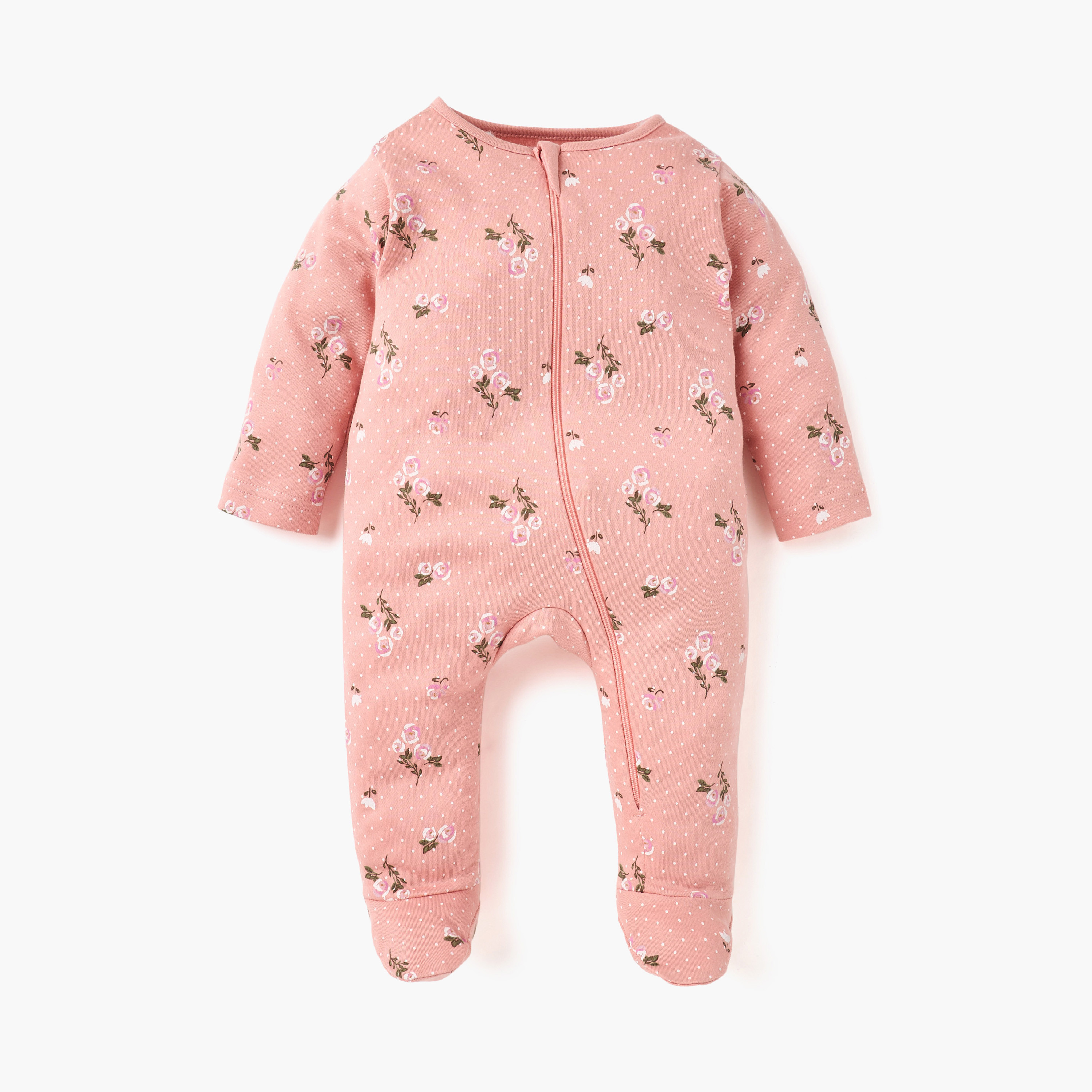 Juniors Printed Closed Feet Sleepsuit with Long Sleeves - Set of 3-baby-girls-clothing-nightwear-sleepsuits-image-4