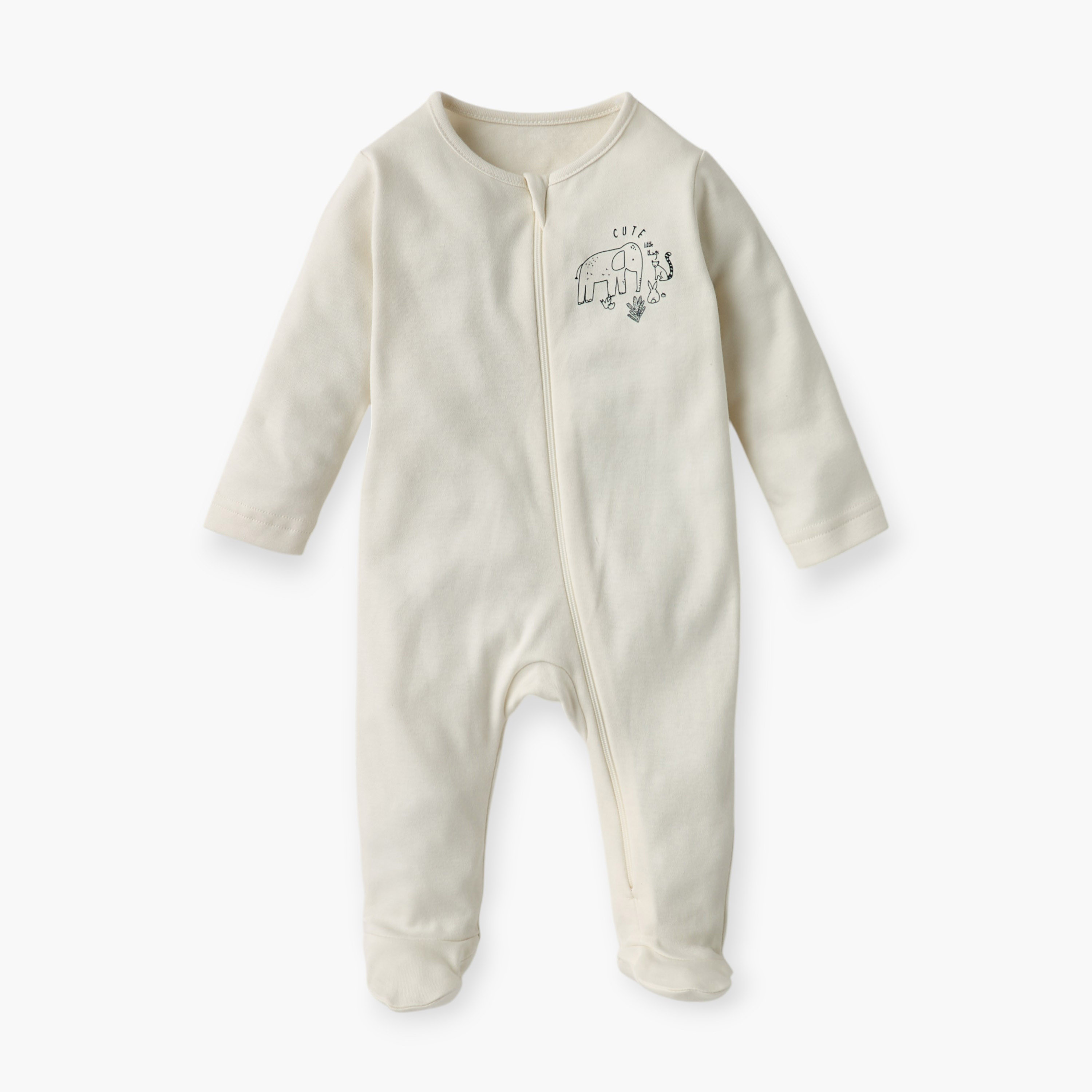 Juniors Printed Sleepsuit with Zip Closure and Long Sleeves-baby-boys-clothing-nightwear-sleepsuits-image-4