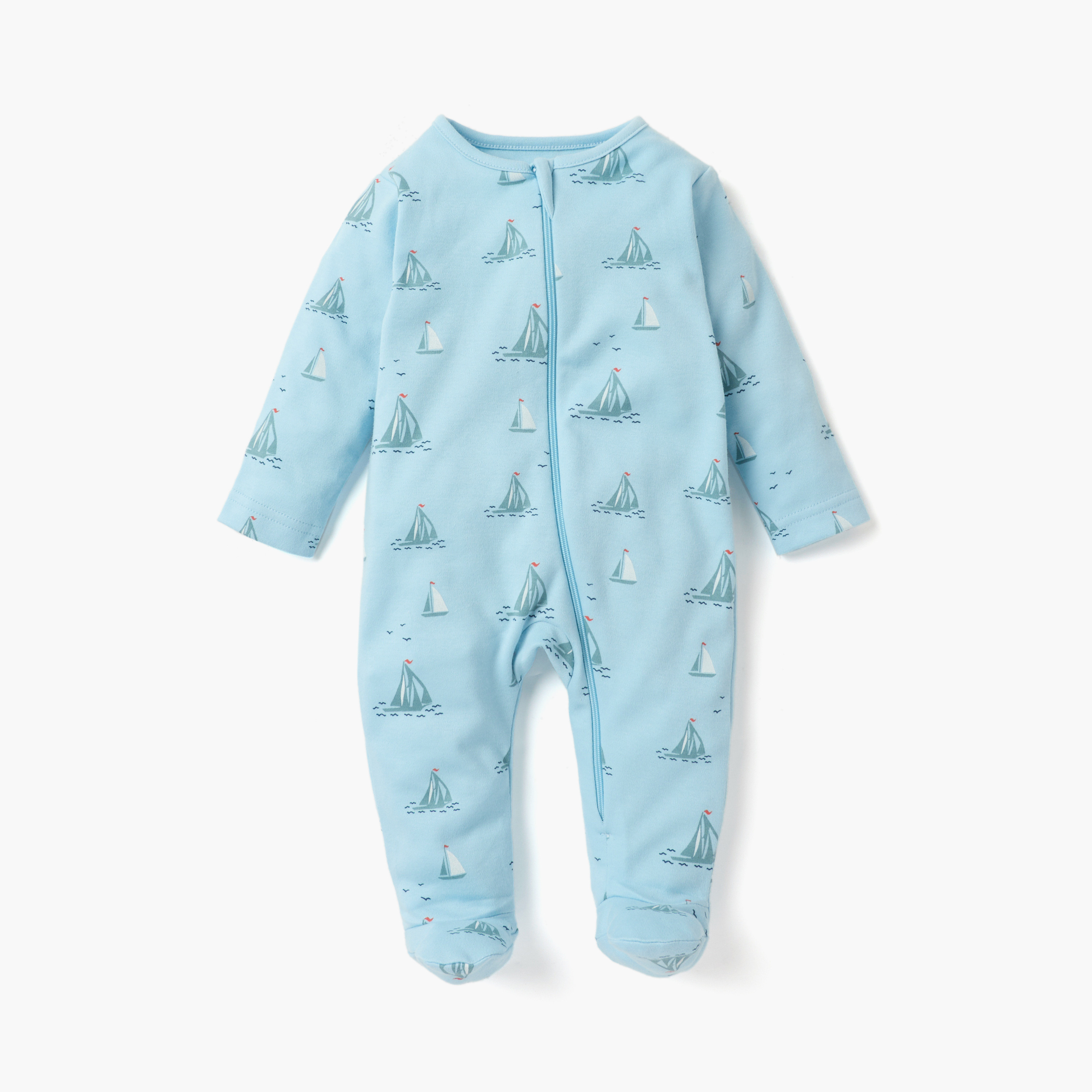 Juniors Printed Sleepsuit with Long Sleeves and Zip Closure - Set of 5-baby-boys-clothing-nightwear-sleepsuits-image-4
