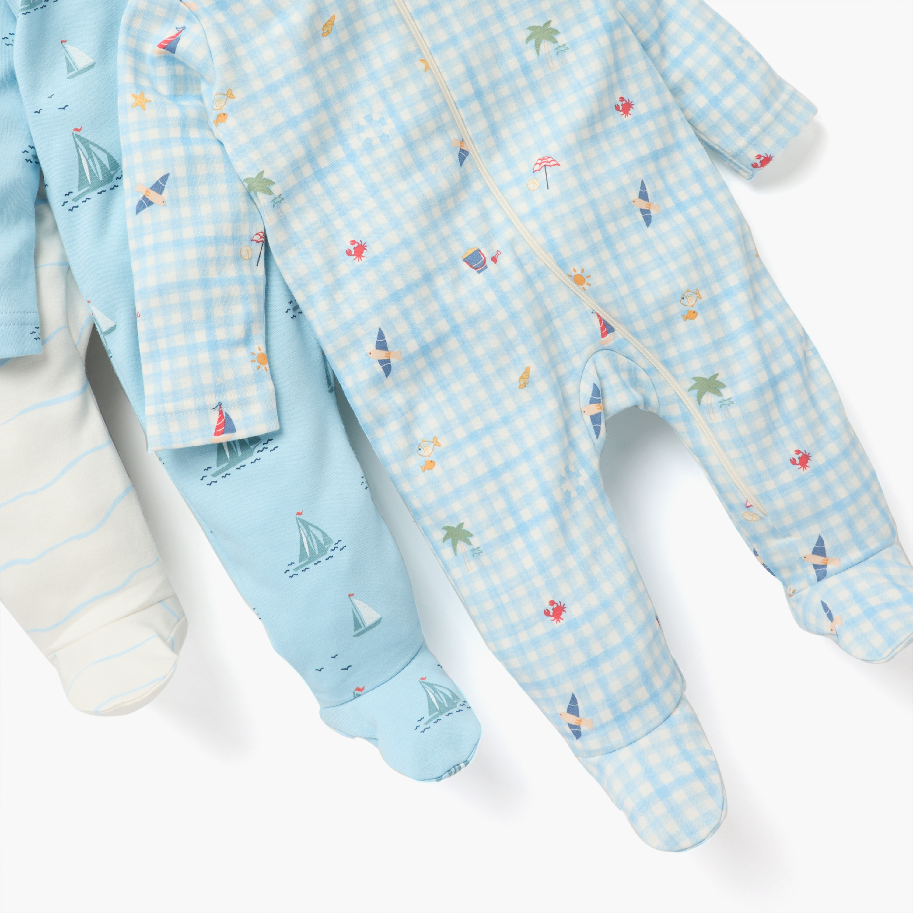 Juniors Printed Sleepsuit with Long Sleeves and Zip Closure - Set of 5-baby-boys-clothing-nightwear-sleepsuits-image-8