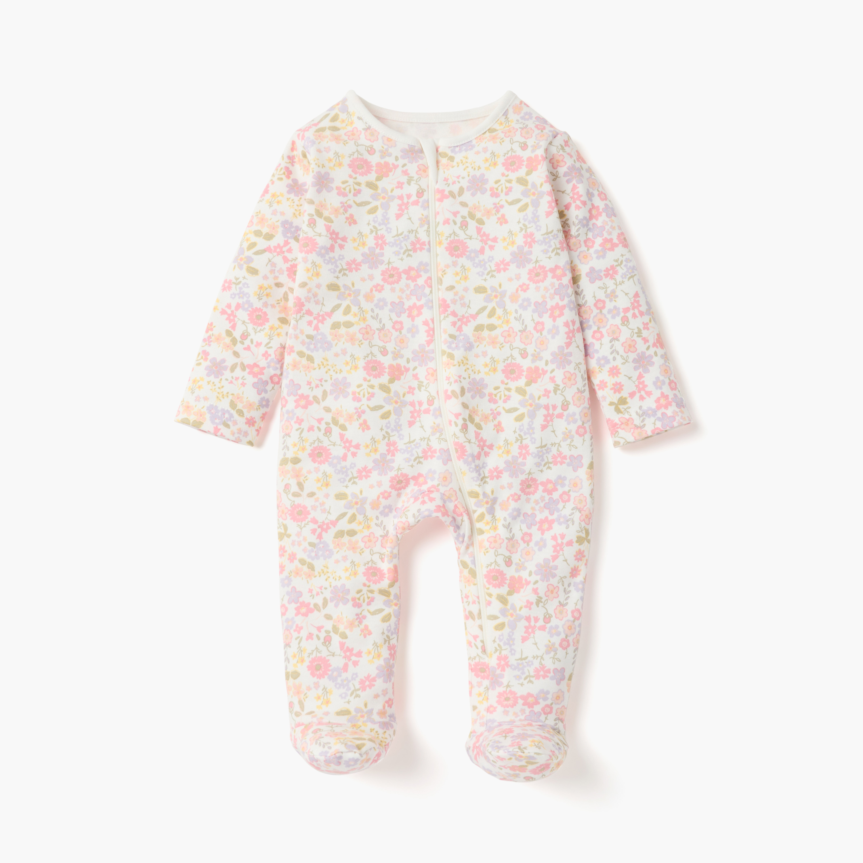 بدلات نوم مغلقة القدمين بطبعات وأكمام طويلة من جونيورز - طقم 5 قطع-baby-girls-clothing-nightwear-sleepsuits-image-3