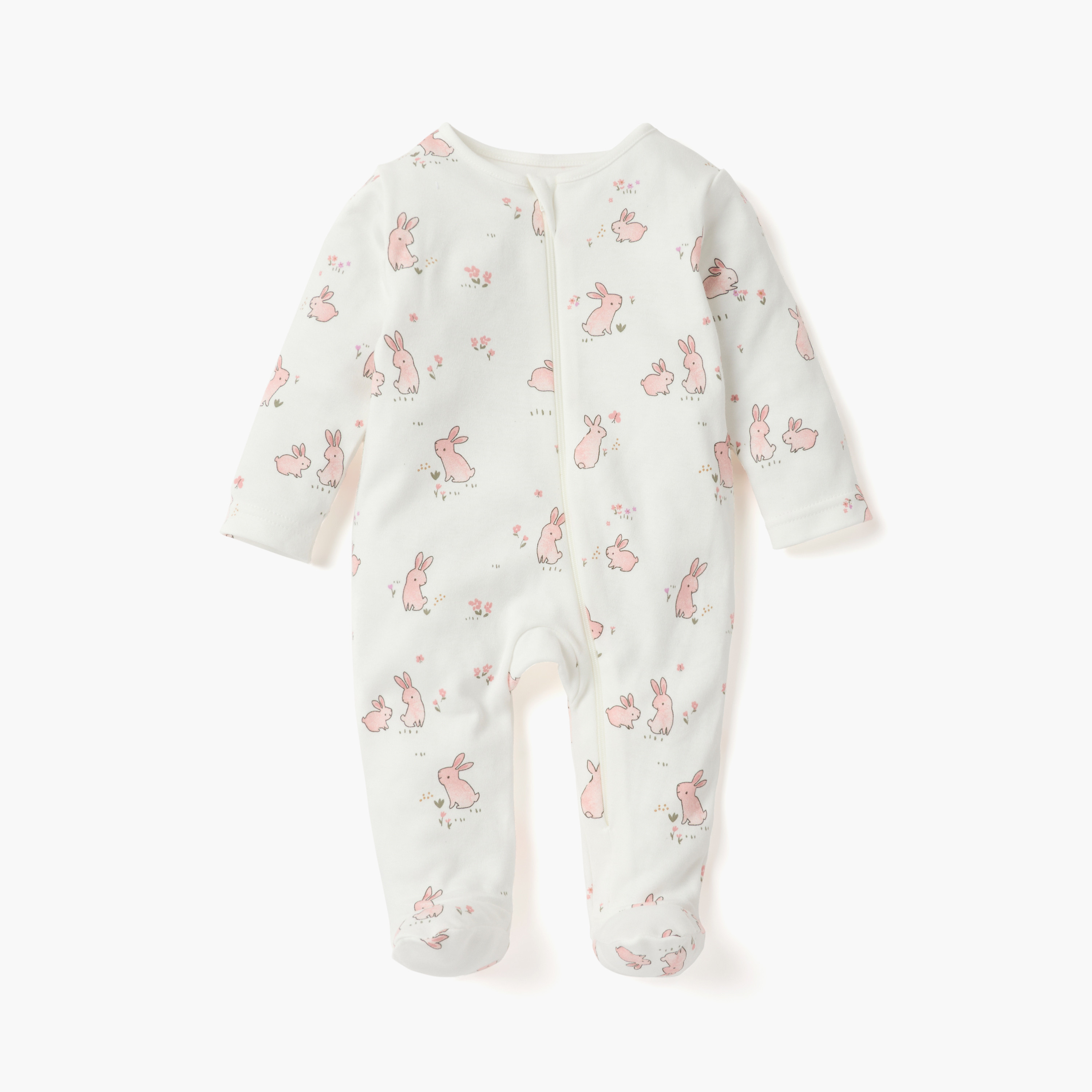 بدلات نوم مغلقة القدمين بطبعات وأكمام طويلة من جونيورز - طقم 5 قطع-baby-girls-clothing-nightwear-sleepsuits-image-6