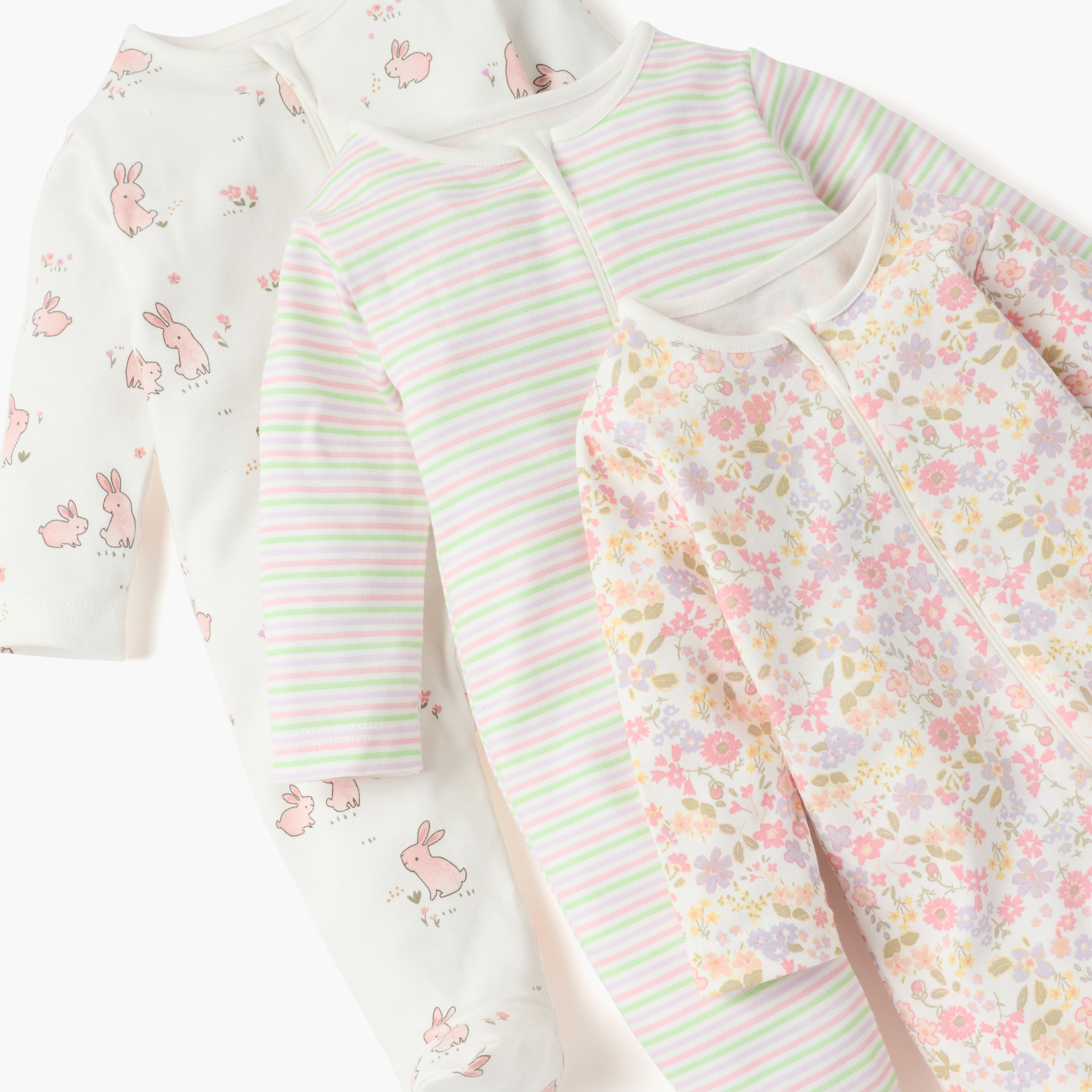 بدلات نوم مغلقة القدمين بطبعات وأكمام طويلة من جونيورز - طقم 5 قطع-baby-girls-clothing-nightwear-sleepsuits-image-7