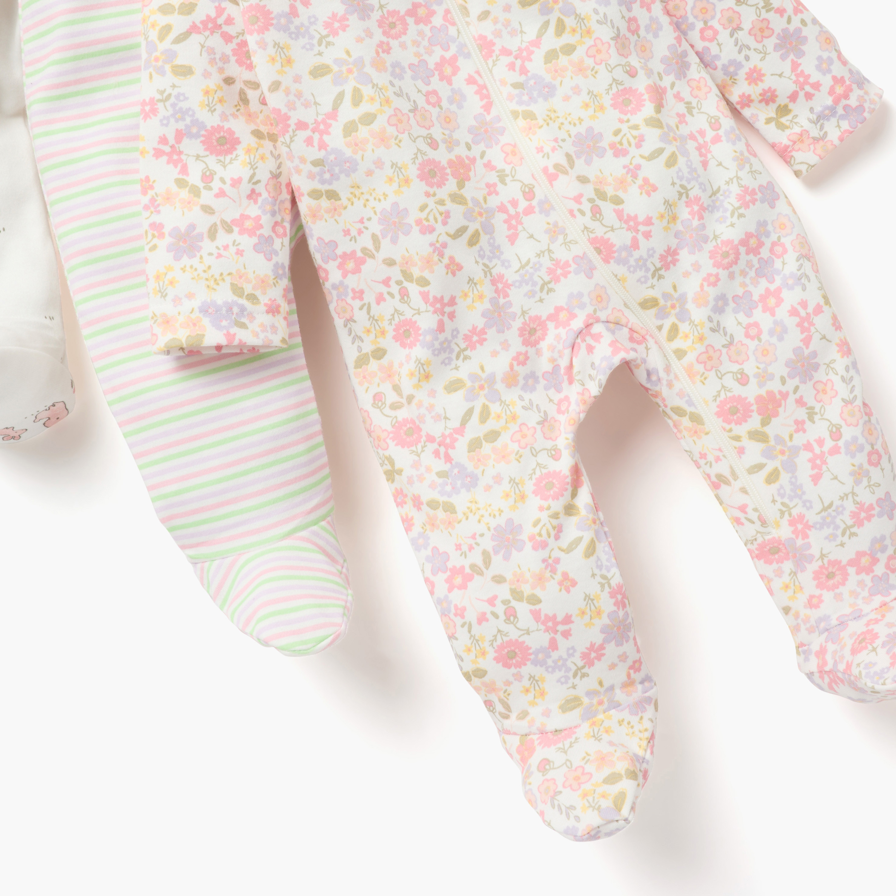 بدلات نوم مغلقة القدمين بطبعات وأكمام طويلة من جونيورز - طقم 5 قطع-baby-girls-clothing-nightwear-sleepsuits-image-8