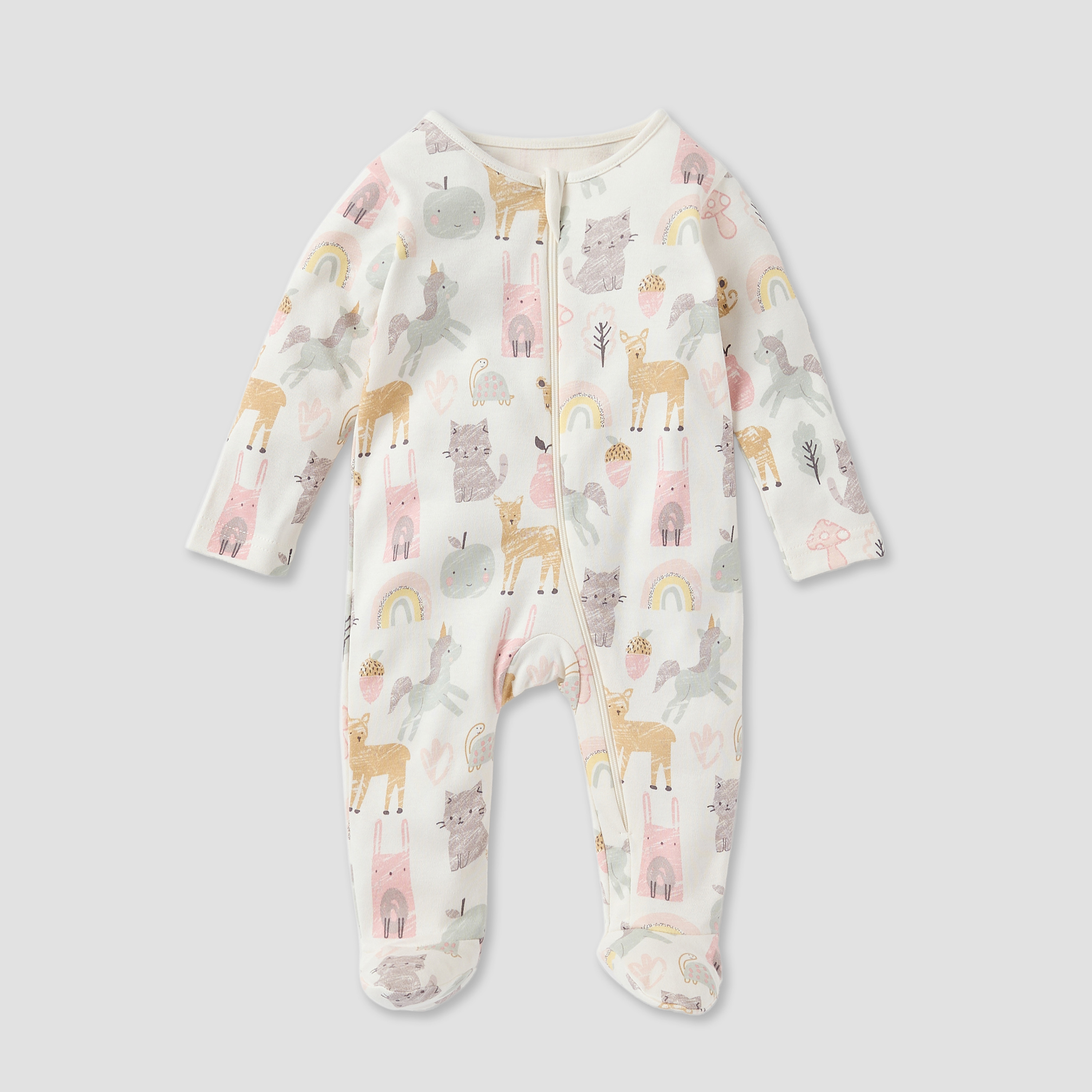 Juniors Printed Sleepsuit with Round Neck and Zip Closure - Set of 3-baby-boys-clothing-nightwear-sleepsuits-image-2