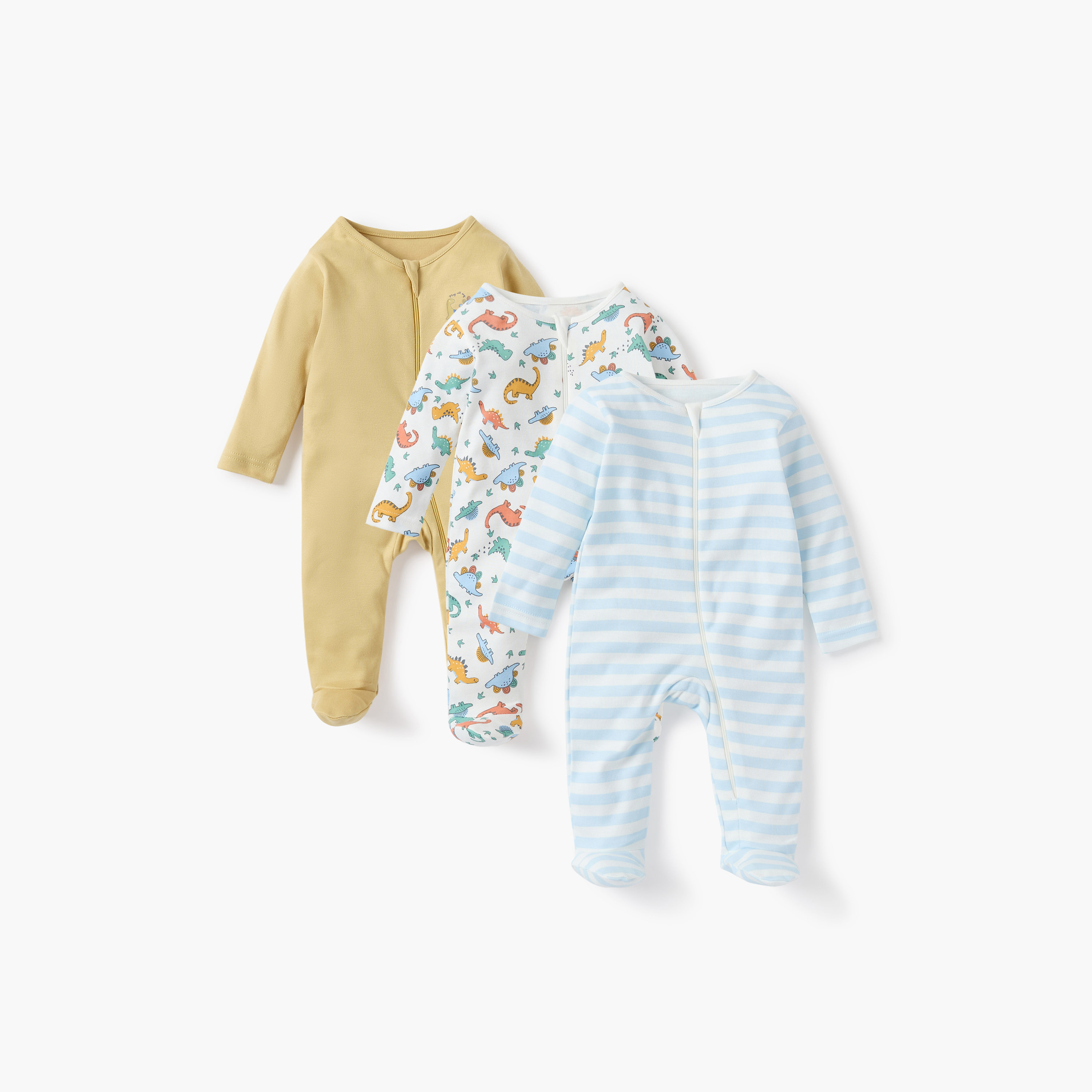 بدلة نوم بياقة مستديرة وسحاب إغلاق من جونيورز - طقم من 3 قطع-baby-boys-clothing-nightwear-sleepsuits-image-1