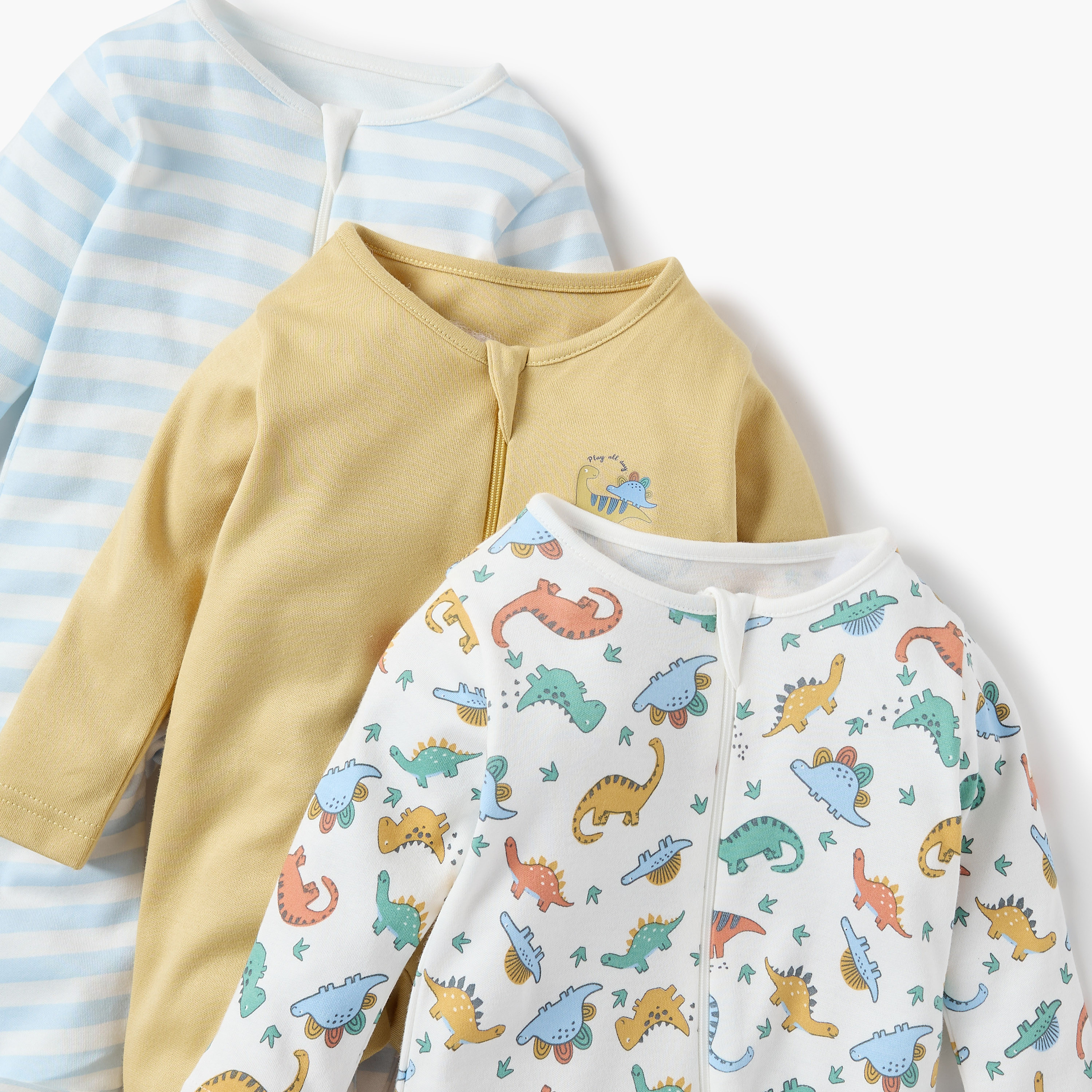بدلة نوم بياقة مستديرة وسحاب إغلاق من جونيورز - طقم من 3 قطع-baby-boys-clothing-nightwear-sleepsuits-image-6