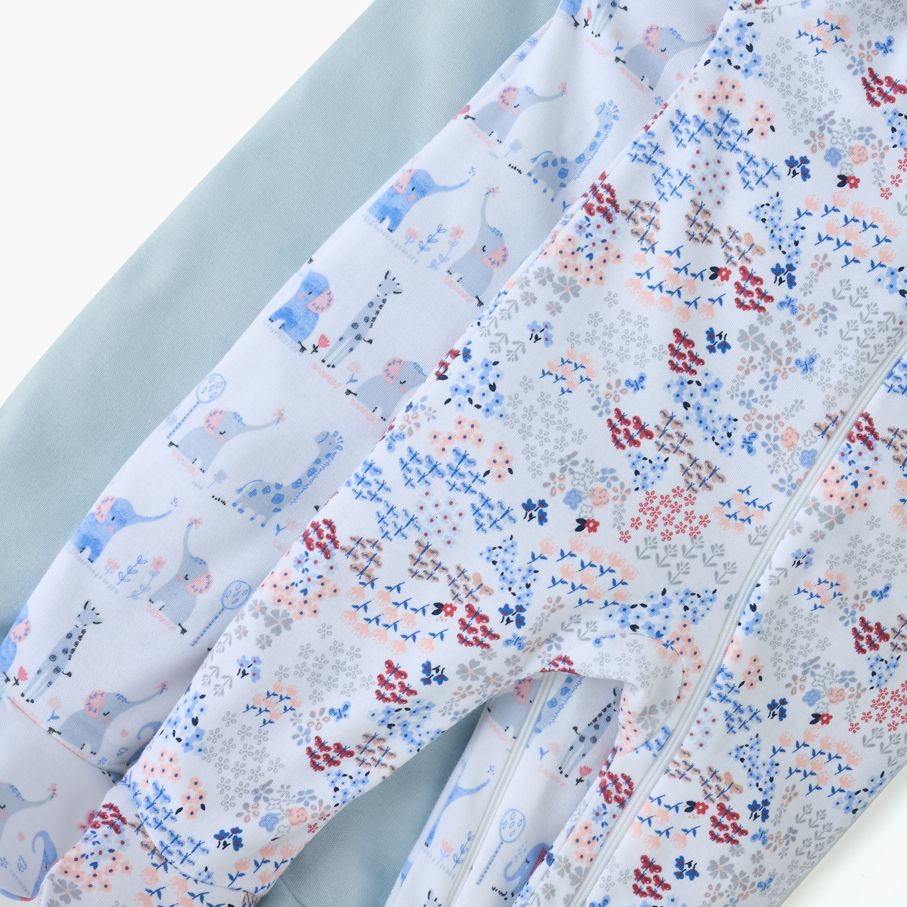 Juniors Printed Sleepsuit with Long Sleeves and Zip Closure - Set of 3-baby-girls-clothing-nightwear-sleepsuits-image-6