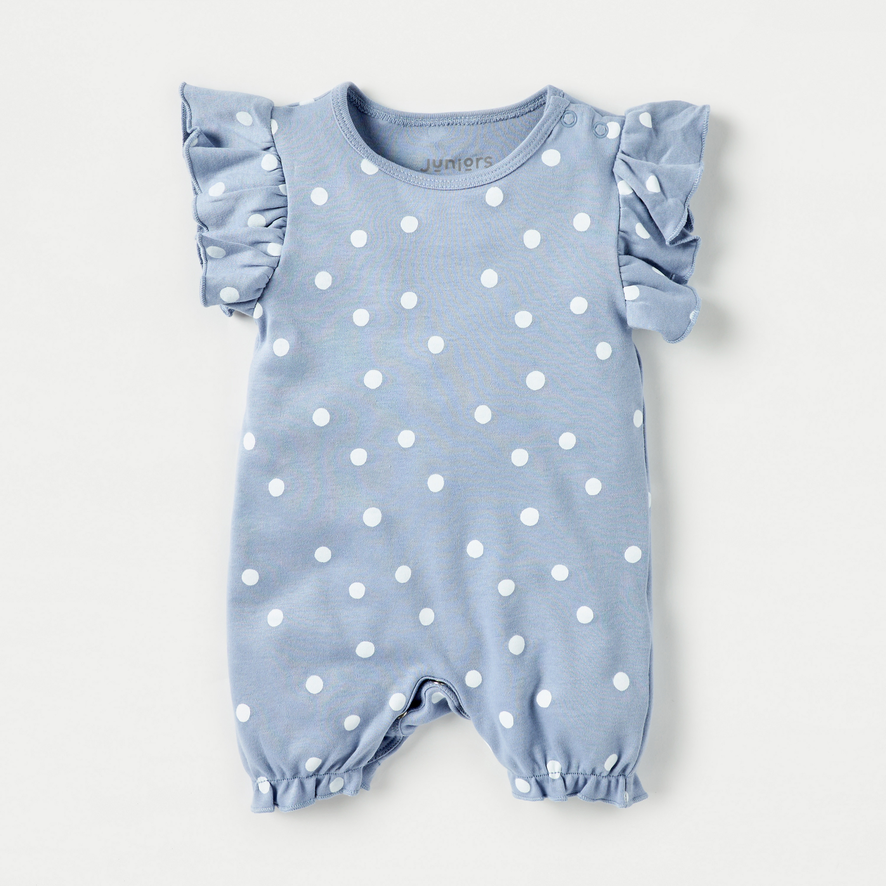 Juniors Polka Dot Print Romper with Button Closure - Set of 3-baby-girls-clothing-rompers-image-2
