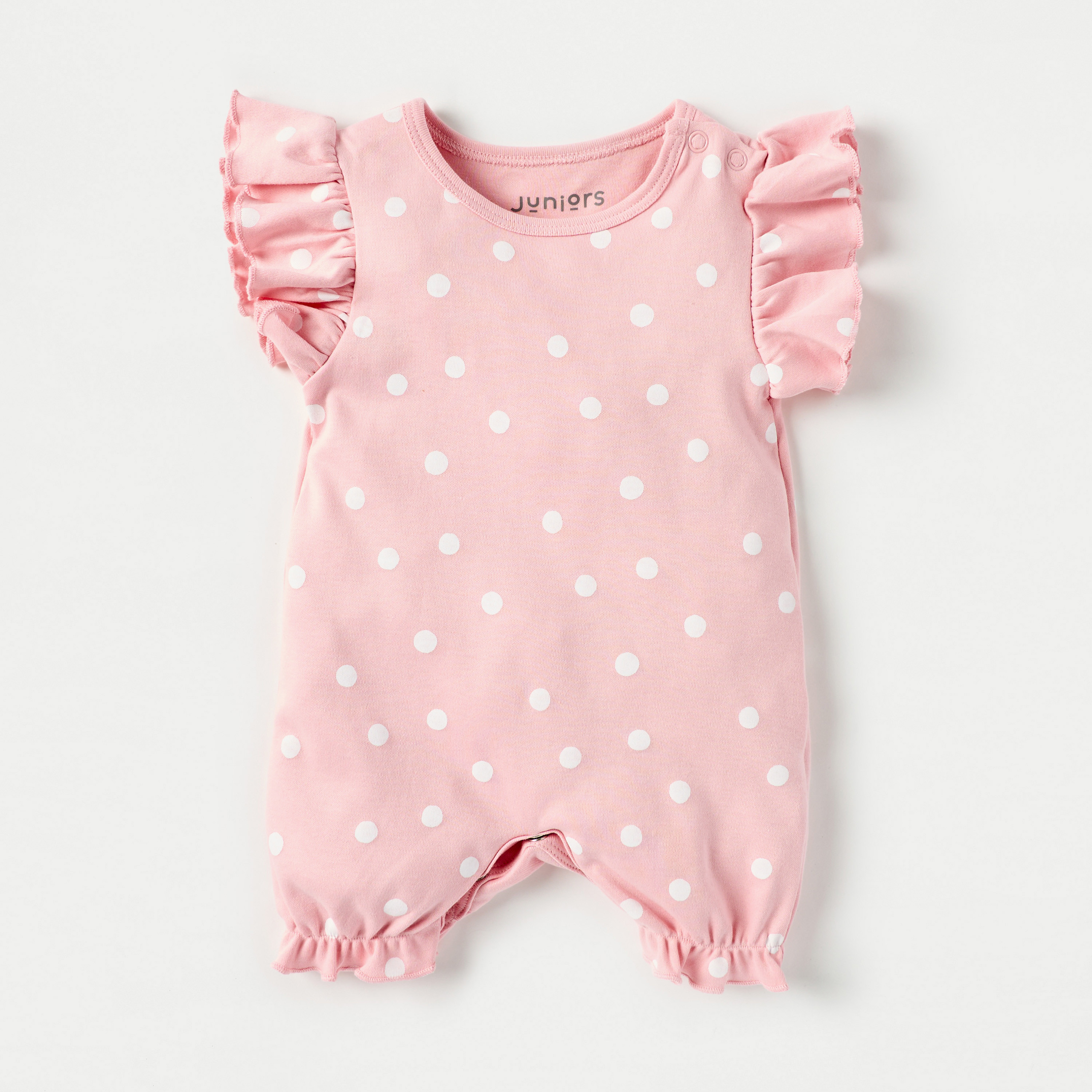 Juniors Polka Dot Print Romper with Button Closure - Set of 3-baby-girls-clothing-rompers-image-3