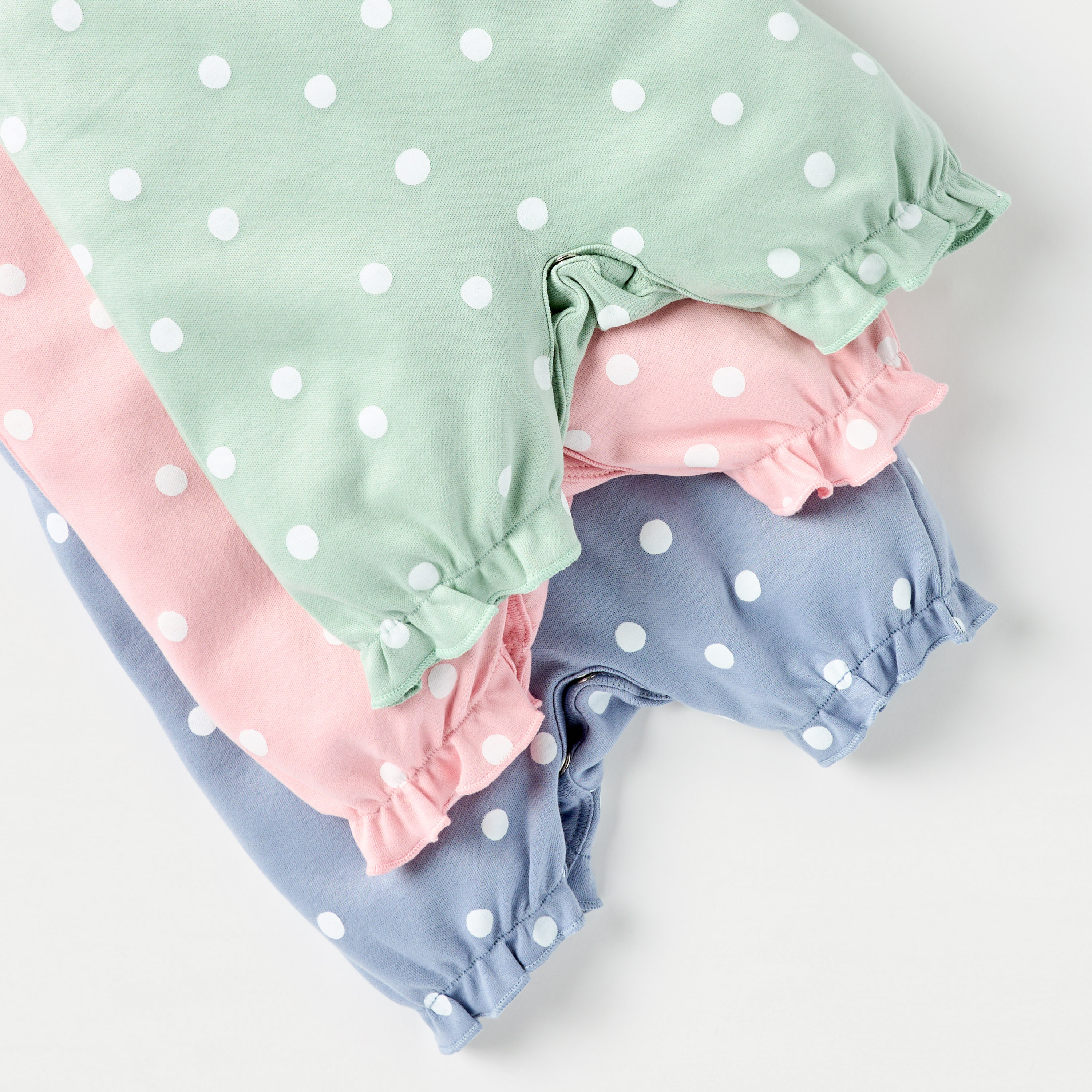 Juniors Polka Dot Print Romper with Button Closure - Set of 3-baby-girls-clothing-rompers-image-6